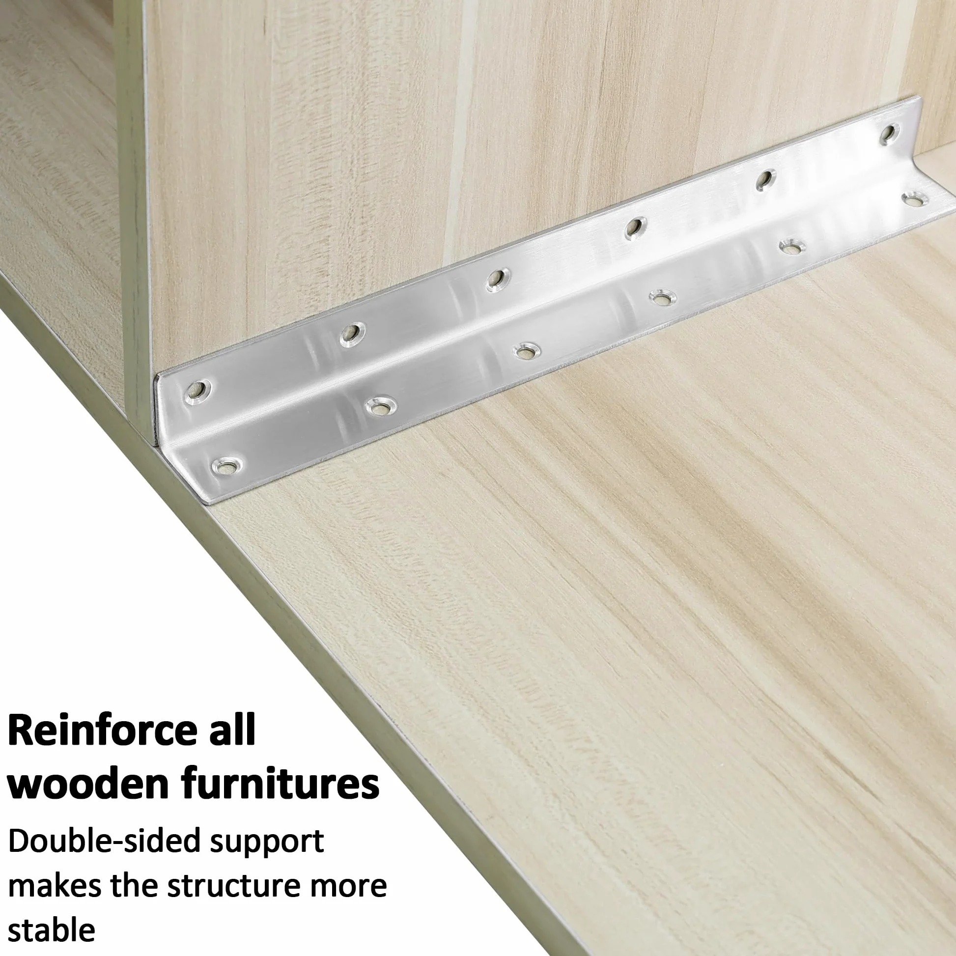 Staffa angolare a L, resistente, confezione da 20 staffe angolari in metallo da 27,4 cm, per mensole, in acciaio inox argento lucido, per legno, lunghezza totale 275 mm