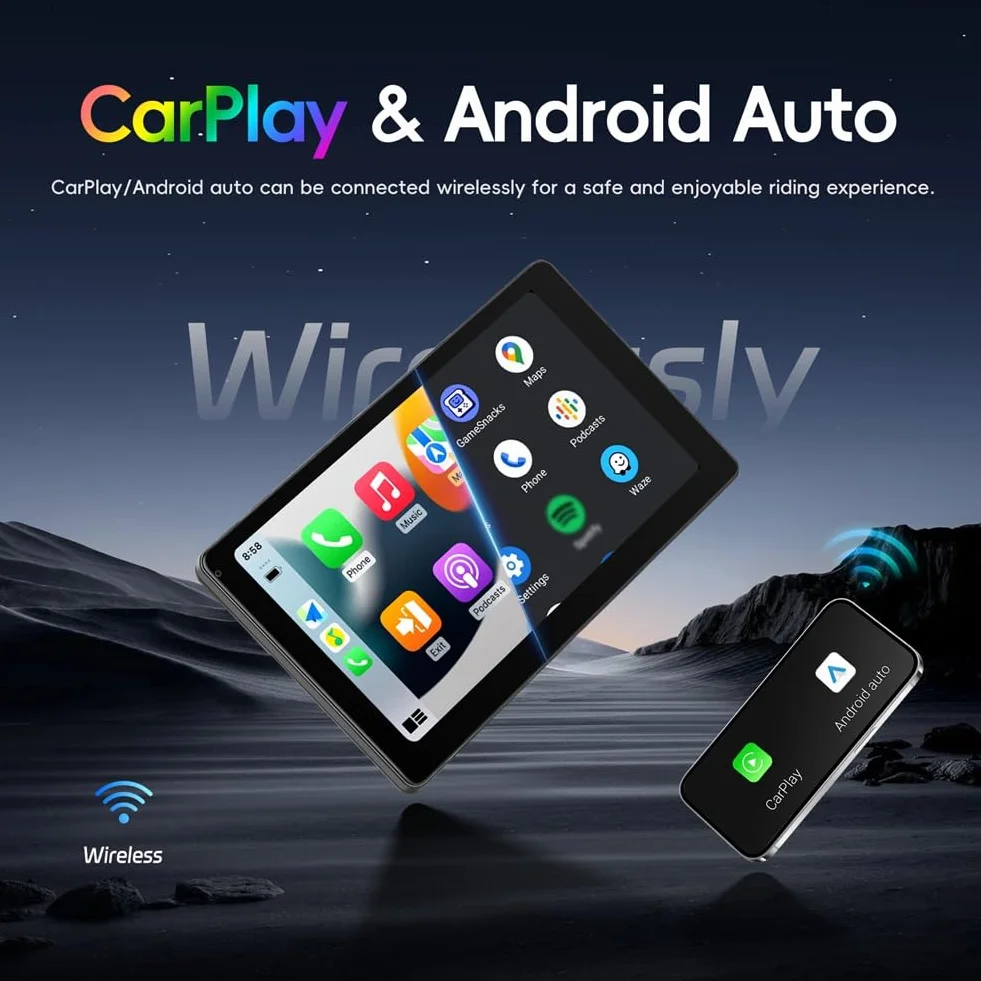 Monitor TV per poggiatesta auto, 9 pollici, multifunzionale, per sedile posteriore, schermo IPS touch screen, lettore video con Carplay e Android Auto