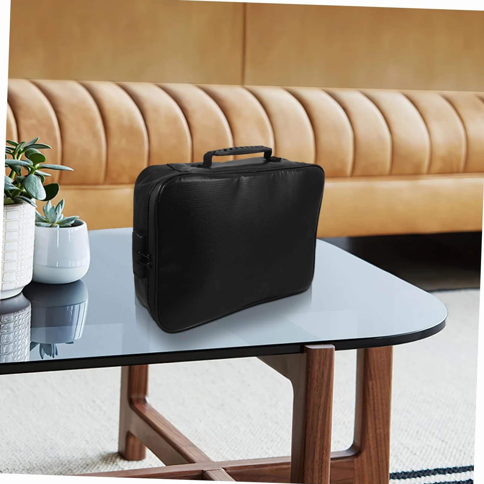 POPETPOP Organizzatore di Documenti Ignifugo, Borsa per Documenti da Viaggio con Serratura, Multistrato e Portatile per Casa e Ufficio, Nero
