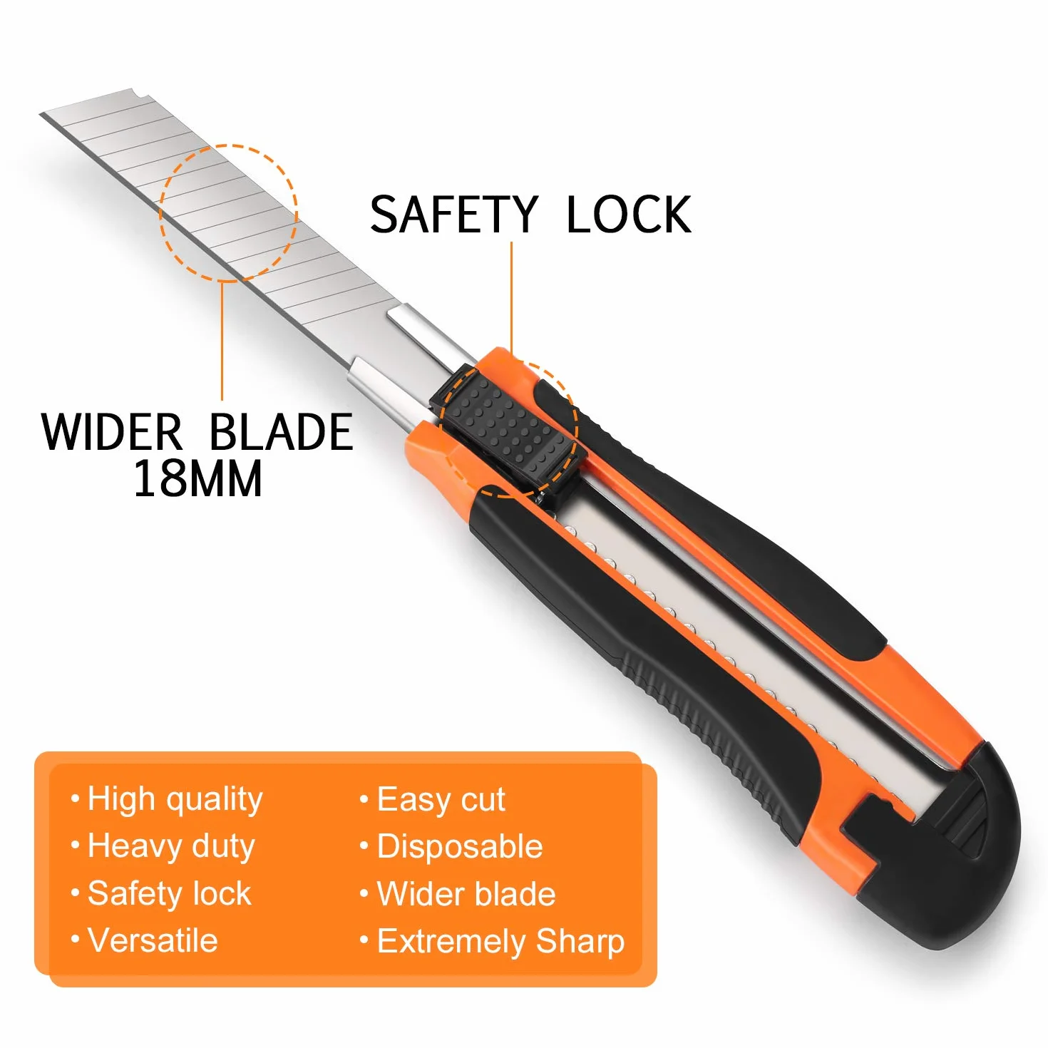 AGPtEK Scatola Cutter 12 Taglierini con Lama Retrattili 18mm 12 Lame di Ricambio