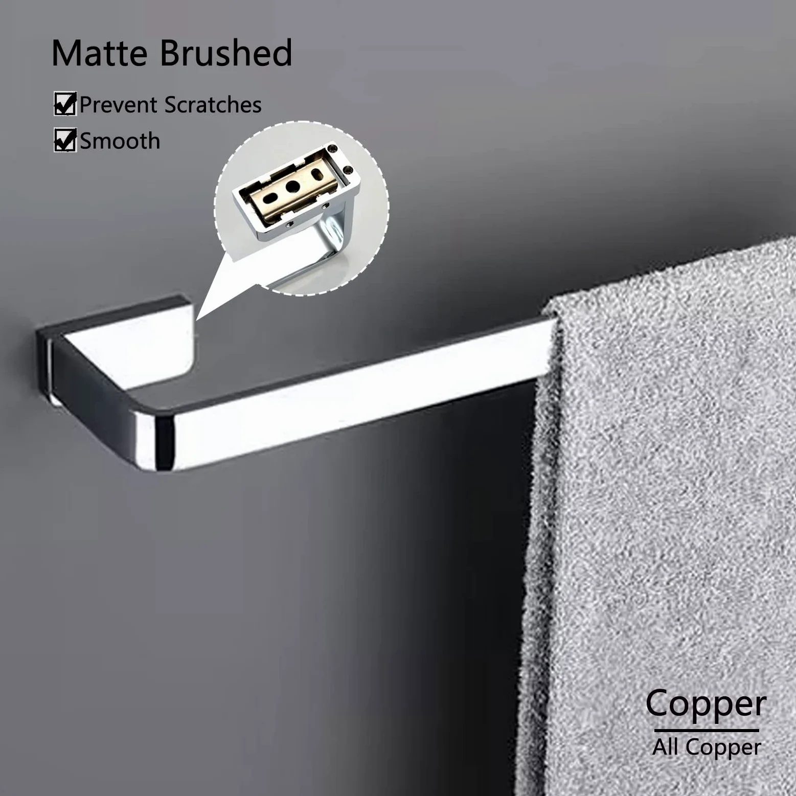 Portasciugamani in Stile Europeo Tutto Bronzo, portasciugamani da Cucina per Bagno, portasciugamani WC, 30 cm / 40 cm / 50 cm / 60 cm, per Accessori da Bagno e Cucina, Argento (Dimensioni :
