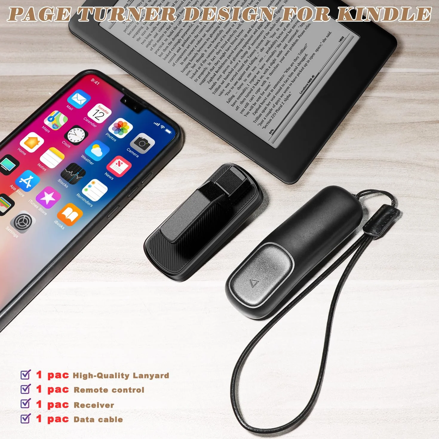 Telecomando per Kindle 2024 del Lettore di Pagine Elettroniche,Progettato per Kindle con Diverse Spessore di Custodie, Compatibile Anche con Smartphone e Tablet.