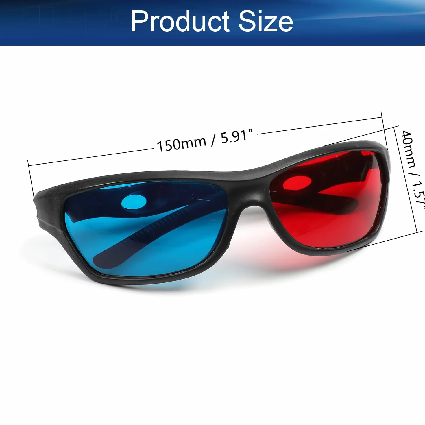 Othmro 1pc rosso-blu occhiali 3D/ciano anaglifo occhiali, anaglifi dimensionali occhiali di visione 3D per giochi TV DVD video virtuale 3D