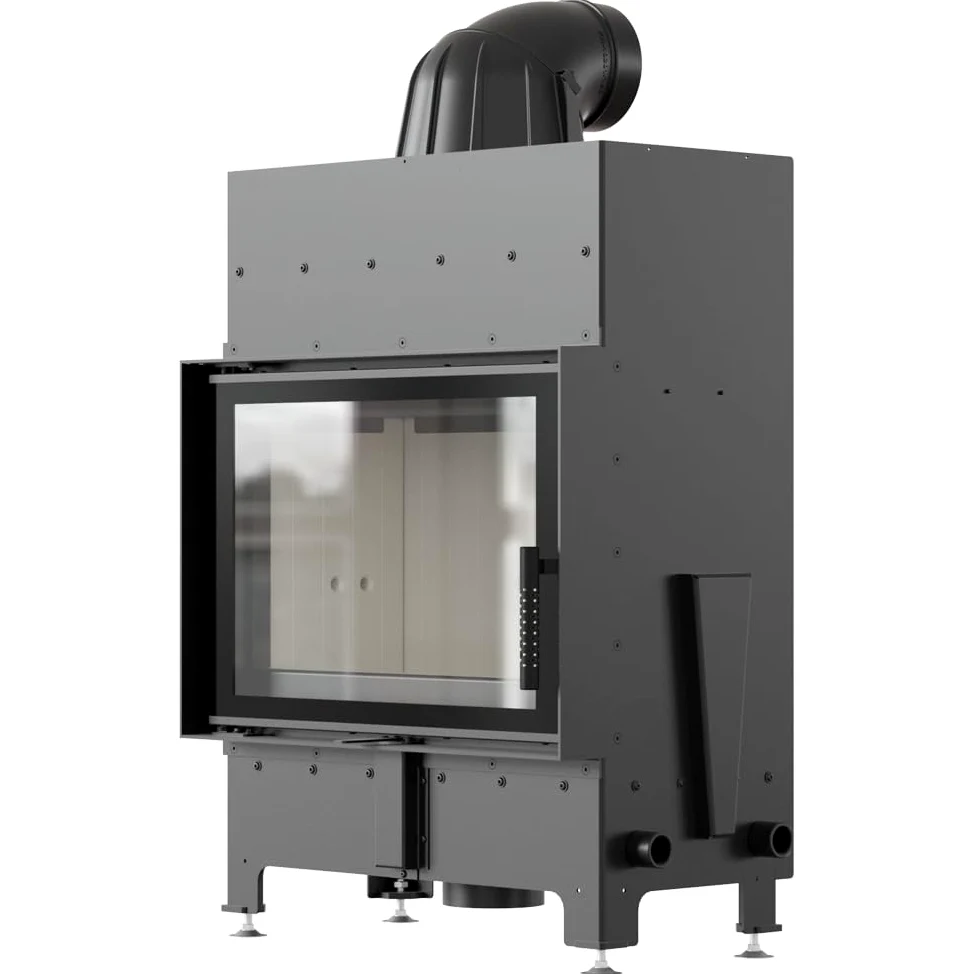 KRATKI Inserto per camino in acciaio a legna FLOKI 8 kW Ø160 frontale A S | Acciaio nero, efficienza 79,7%, classe A. Ecodesign, BImSchV 2; per recupero calore.; combustione efficiente; basse emissioni