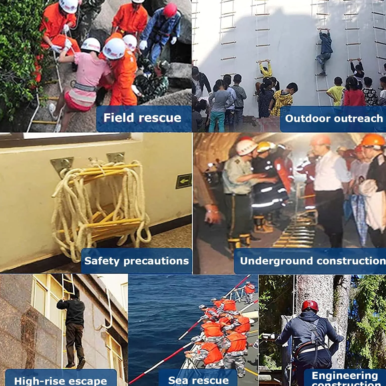 Generico Scala antincendio di Emergenza - Corda Resistente alle Fiamme, dispiegamento rapido per la Massima Sicurezza, Ideale per Bambini e Adulti, Strumento Essenziale per Il Soccorso antincendio.