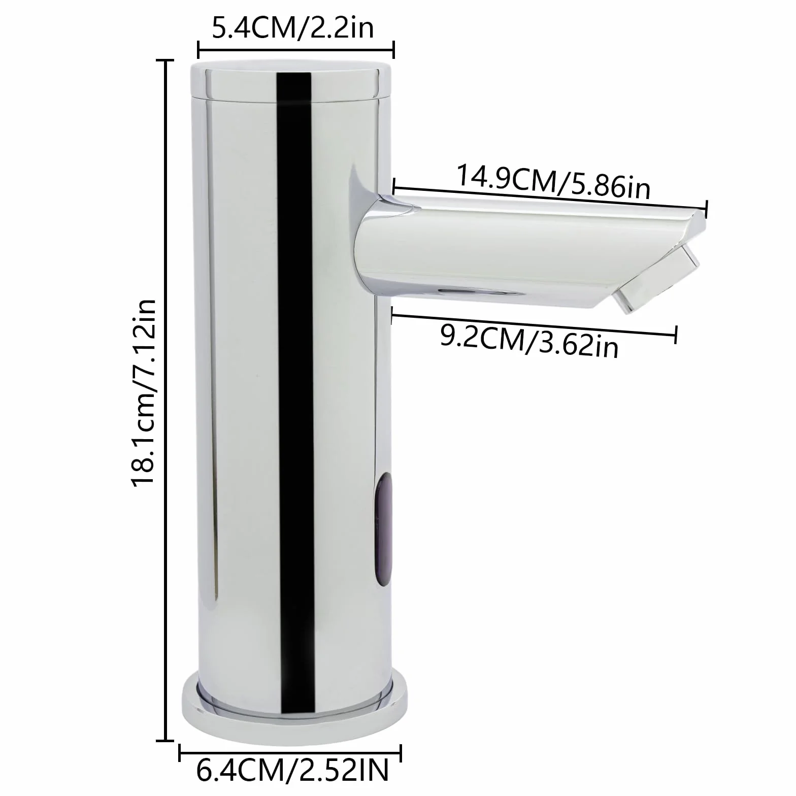 Rubinetto automatico a infrarossi in ottone e acciaio inox, altezza 18,1 cm, a batteria