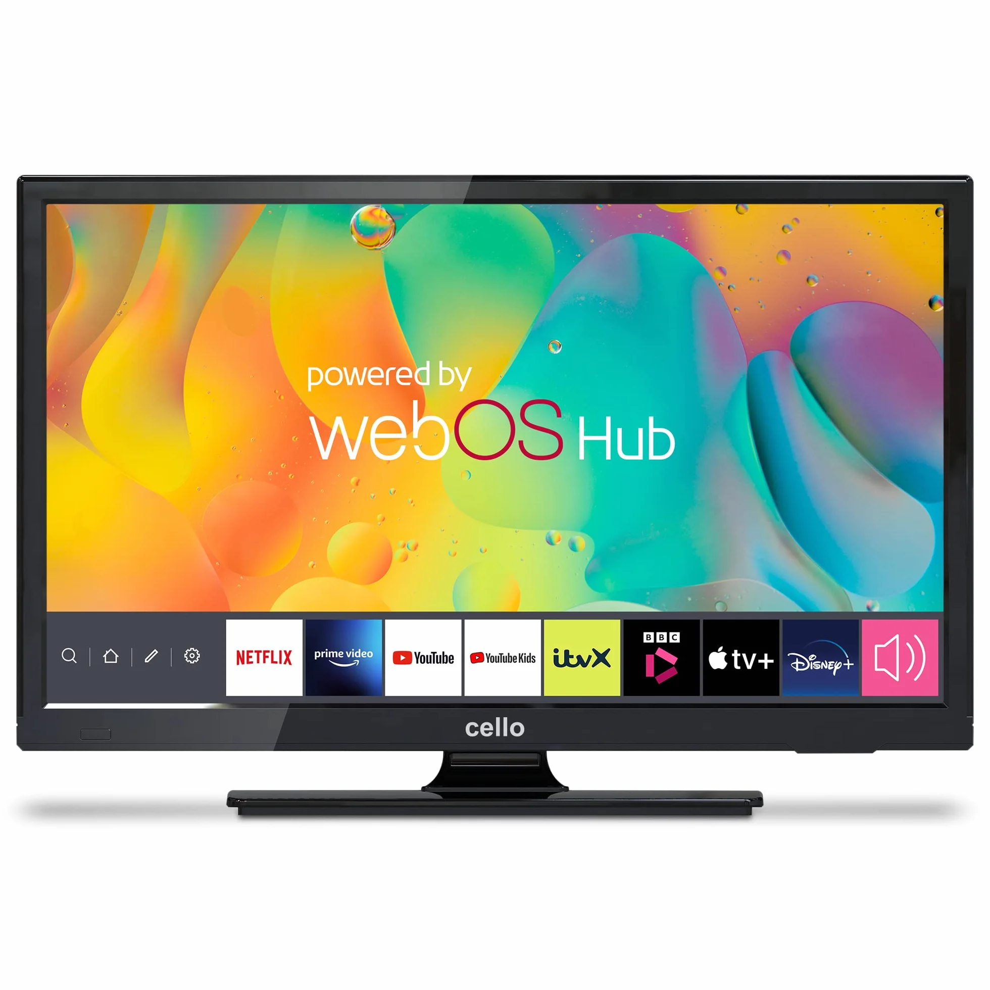 Cello 19 Zoll Smart Camping Reise TV 12-Volt TV Triple Tuner Bluetooth. Disney+ Netflix, Apple TV+ Prime Video Paramount+ Caravans HGVS Boote Modell 2023, 12V/SMART, 19"