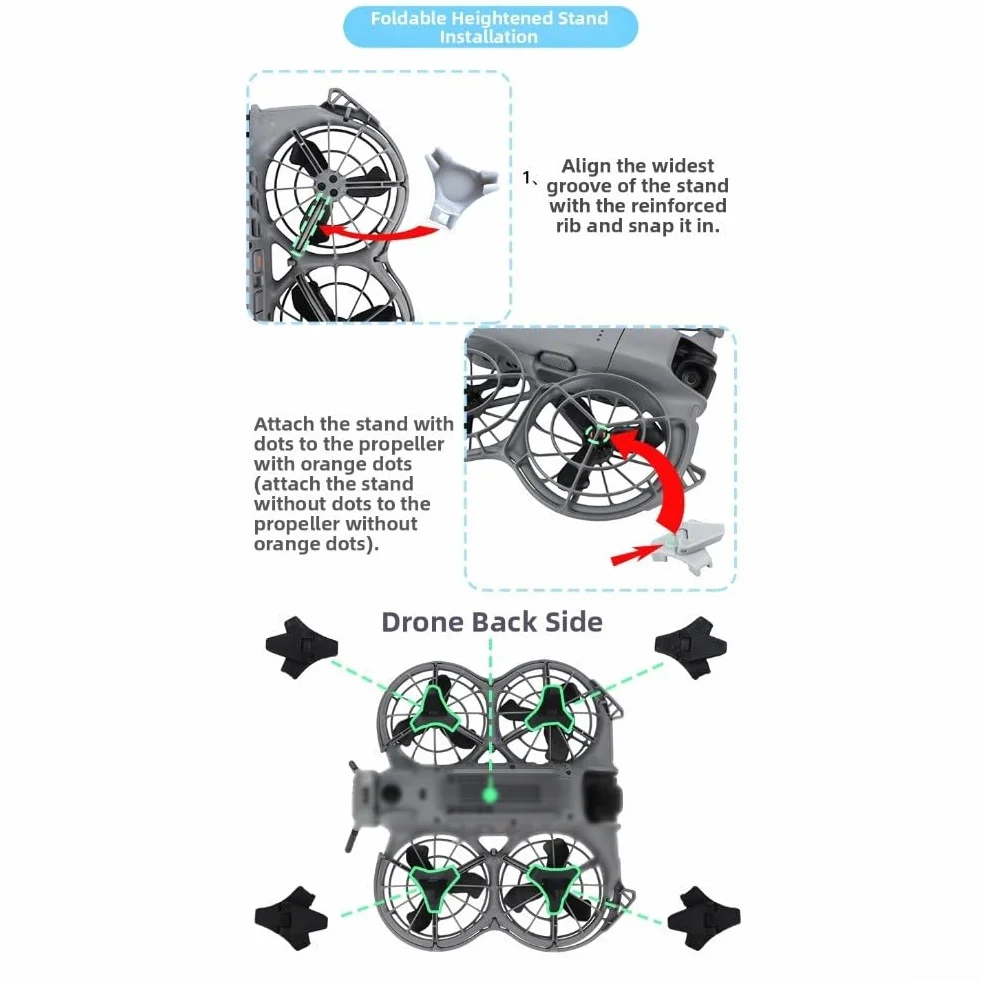 Kit di protezione per DJI NEO 2, copertura antigraffio con treppiede che aumenta l'altezza, accessori per carrello di atterraggio pieghevole (arancione)