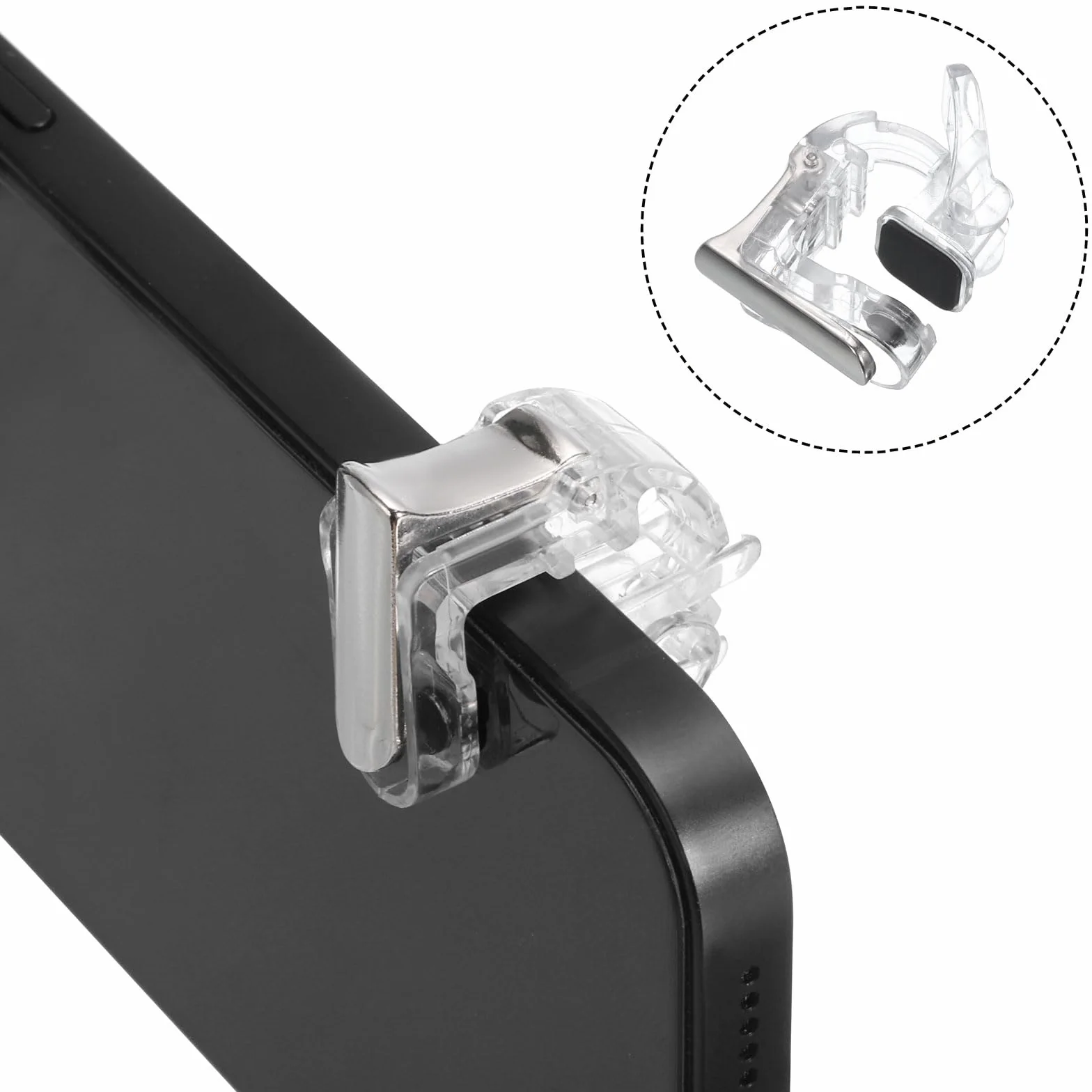 QUARKZMAN Gioco Grilletto Mobile Gioco Controller 1 Accoppia Fuoco Tasti Lega Pulsante Trasparente per 4.7-6.5" Cellulare Telefono