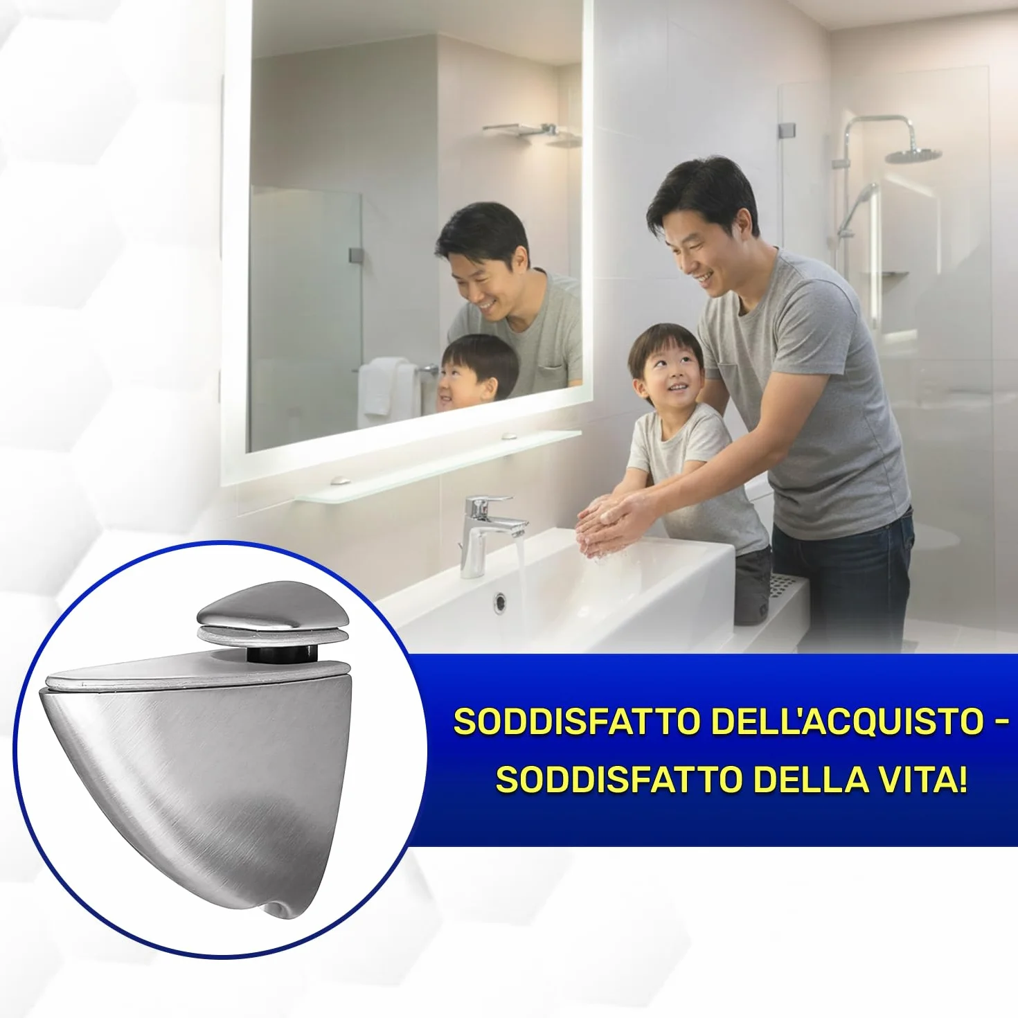 MONTERAL Reggimensola Vetro Lega Zinco-Alluminio 2 Pezzi Carico Massimo 8 kg Ripiani Fino a 20 mm