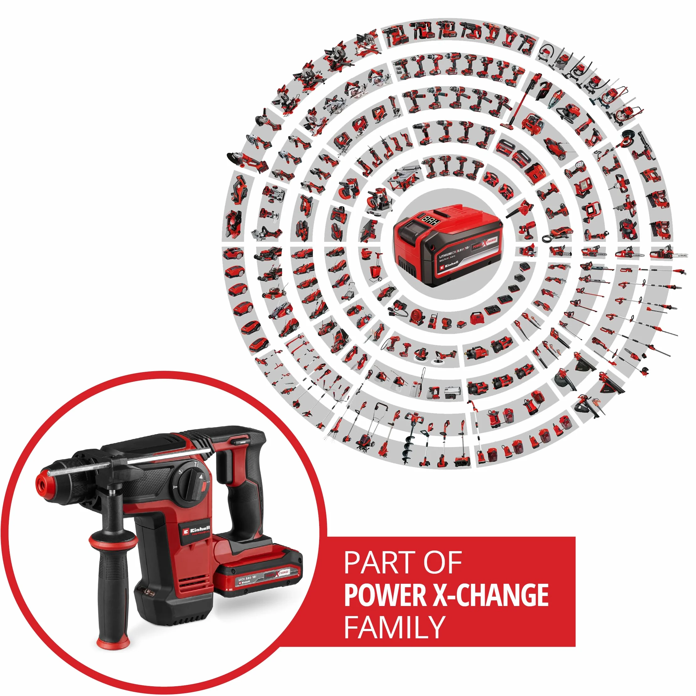 Einhell Professional Tassellatore TP-HD 18/28 Li BL 18 V Brushless 3 J SDS-plus 4 funzioni Power X-Change