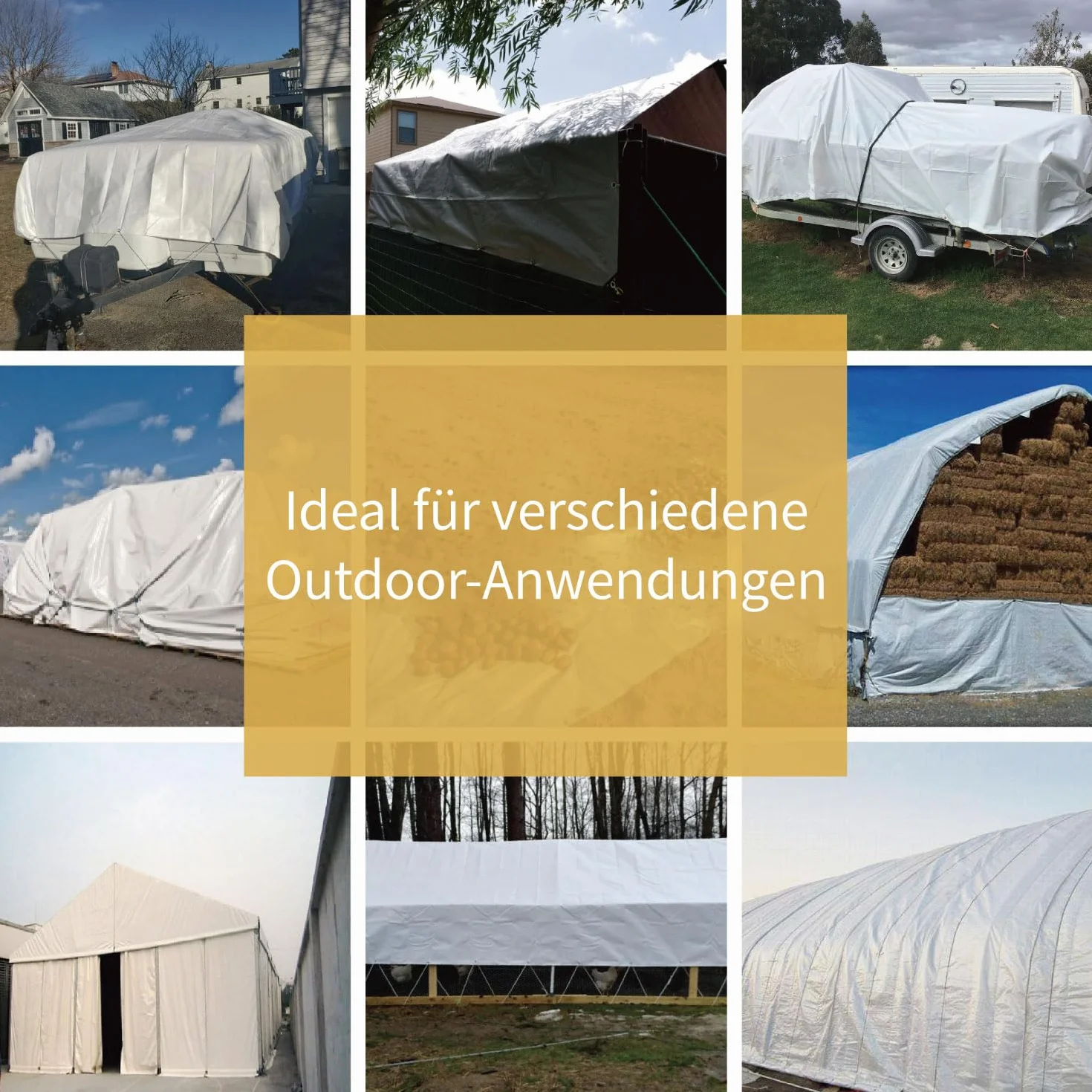 GUARD SHIELD Telone multiuso con occhielli Impermeabile 3 m x 3 m Bianco Telone in tessuto 200 g/㎡ Telone protettivo Telone multiuso, resistente allo strappo, stabilizzato ai raggi UV, resistente alla