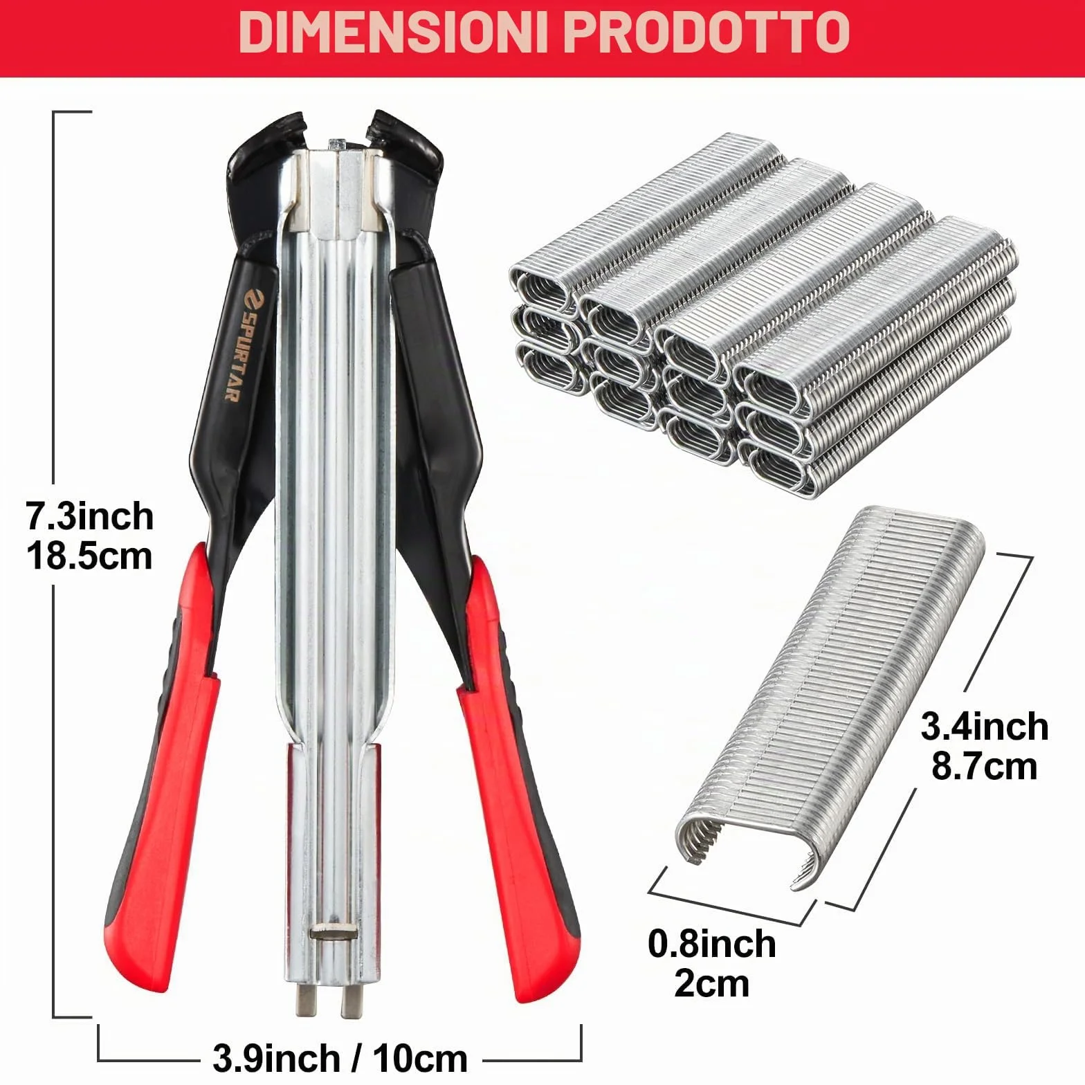 Spurtar Kit pinze anelli maiale 1200 sztuk 20mm stalowe do ogrodzenia