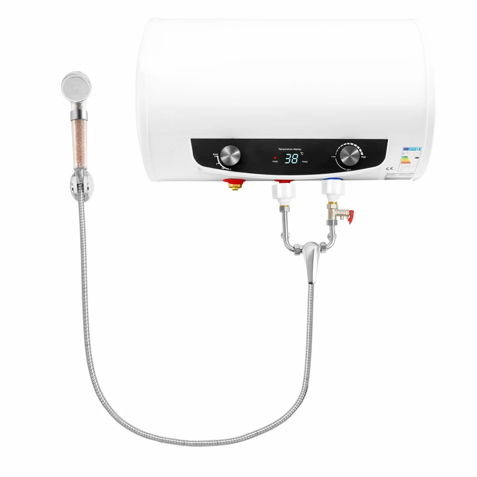 Scaldacqua calda, scaldabagno da parete, 2 KW, 35 l, scaldabagno elettrico a LED, scaldabagno per cucina, bagno, parrucchieri, bagni