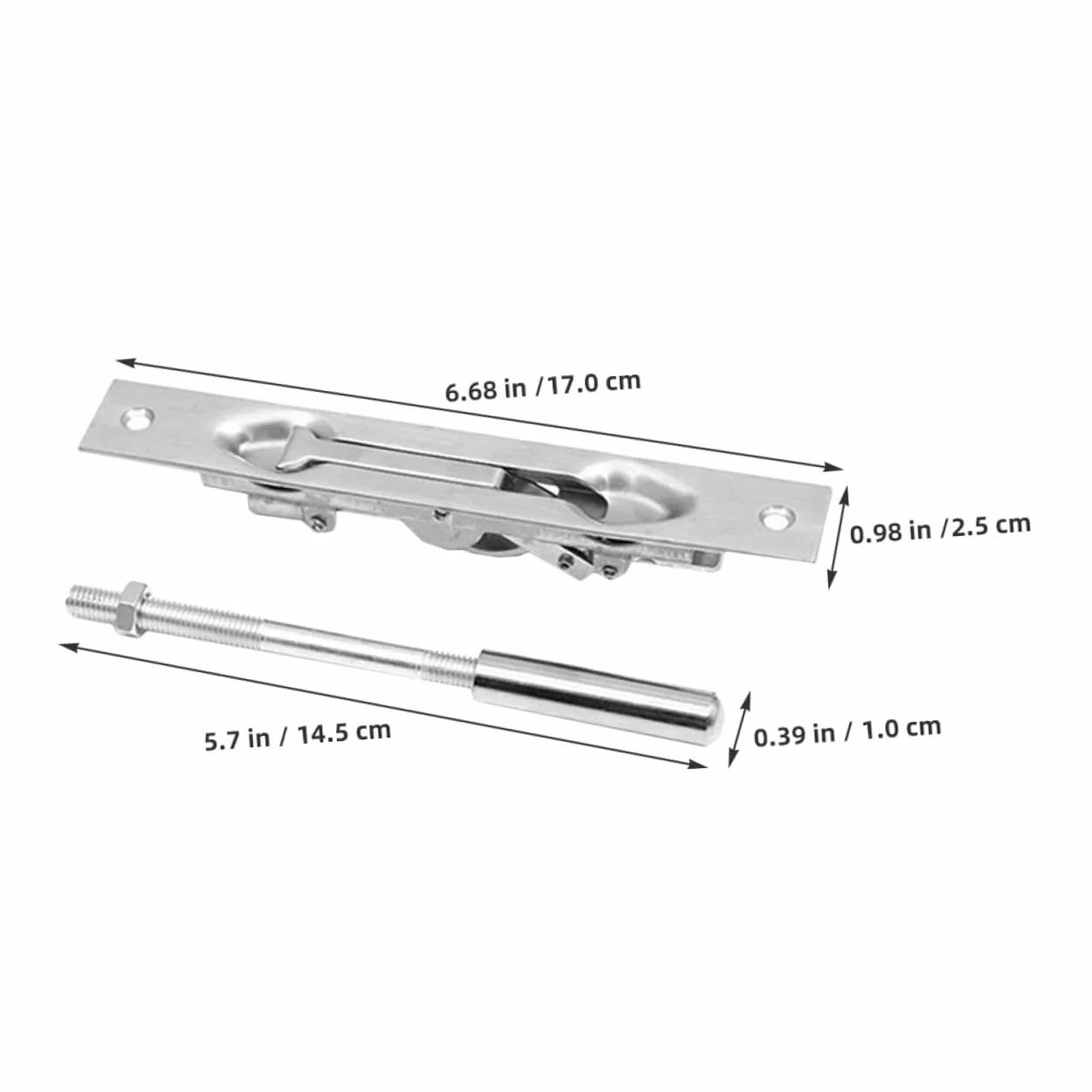 Gatuida Chiavistello Scorrevole per Porte Interne ed Esterne Acciaio Inox 304 Leva di Chiusura Antifurto per Case Negozi e Ferramenta per Porte d'Ingresso Argento