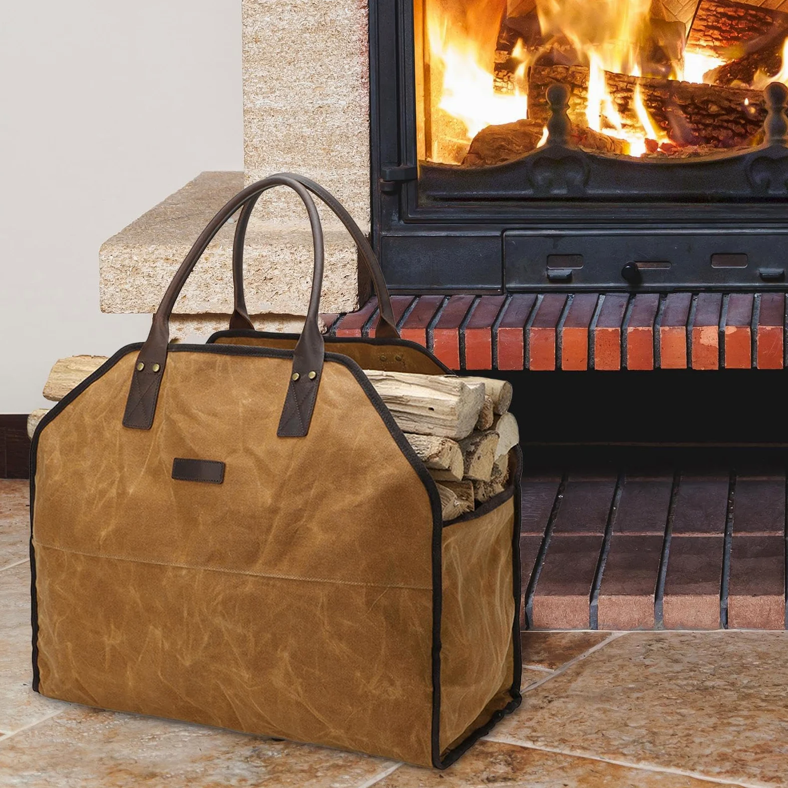 Borsa Per Il Trasporto Della Legna Da Ardere Multifunzione, Robusto, Ampia | per Trasporto Legna Tote Da Ceppi Ideale Per Falò,Barbecue,Campeggio,Giardinaggio E