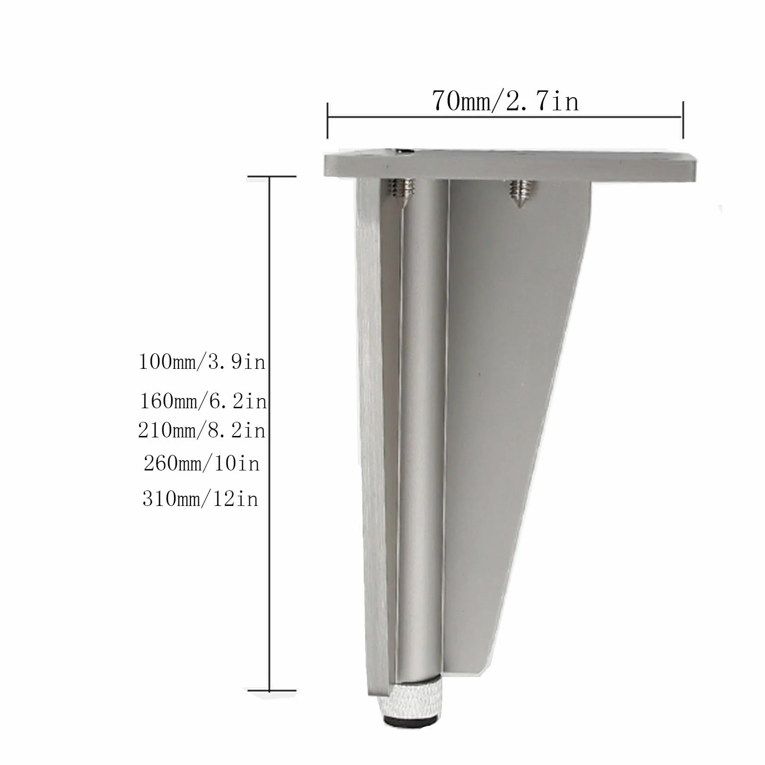 4 Pezzi Gambe per mobili in Lega di Alluminio Regolabili Piedini per tavolini di Ricambio in Metallo per tavolini da caffè Mobili TV Mobili per Il Bagno Grigio Spazzolato 210 mm/8,