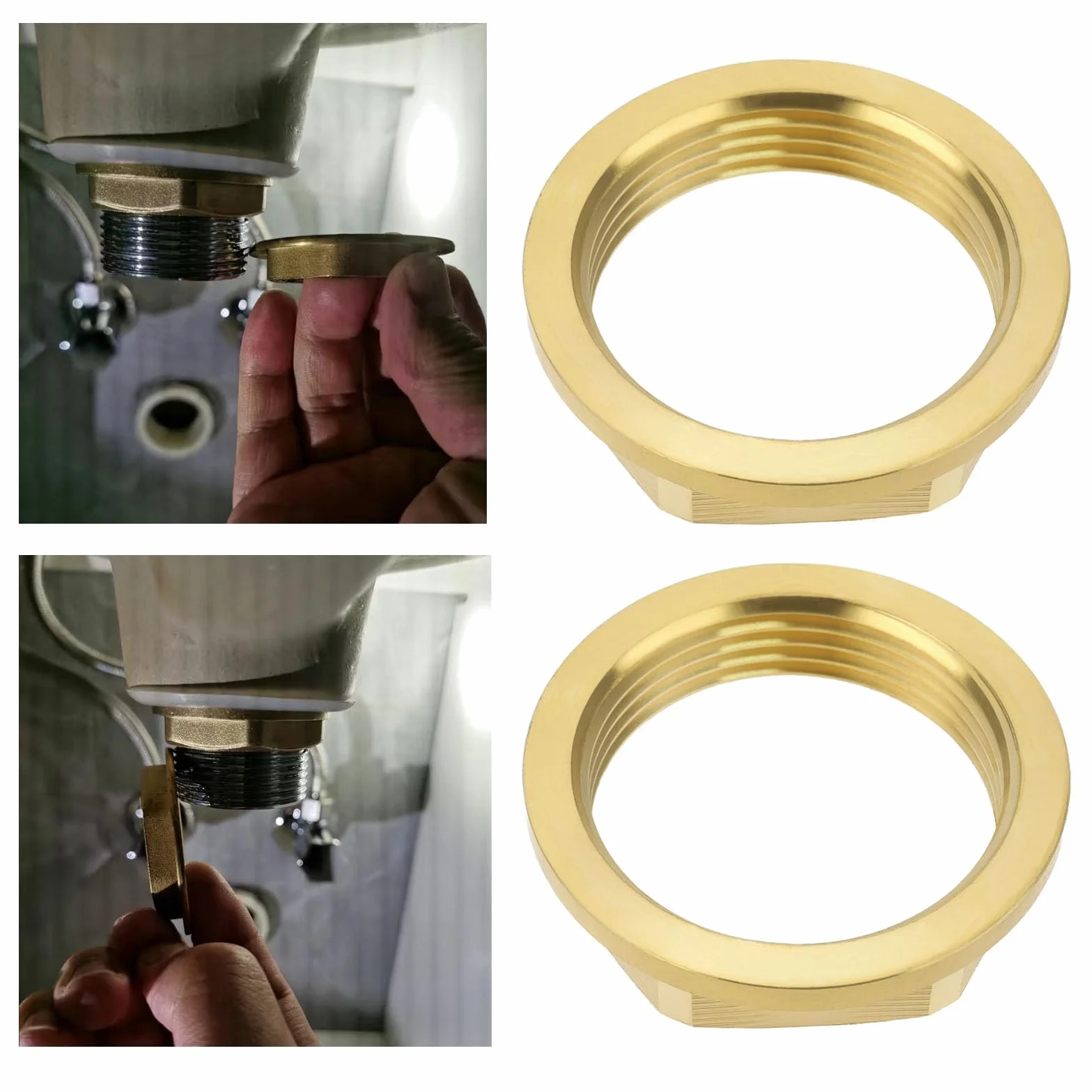 Dadi Flangiati In Ottone BSP 1 1/4 Pollici 2 Pezzi Per Fissaggio Valvole A Sfera WC