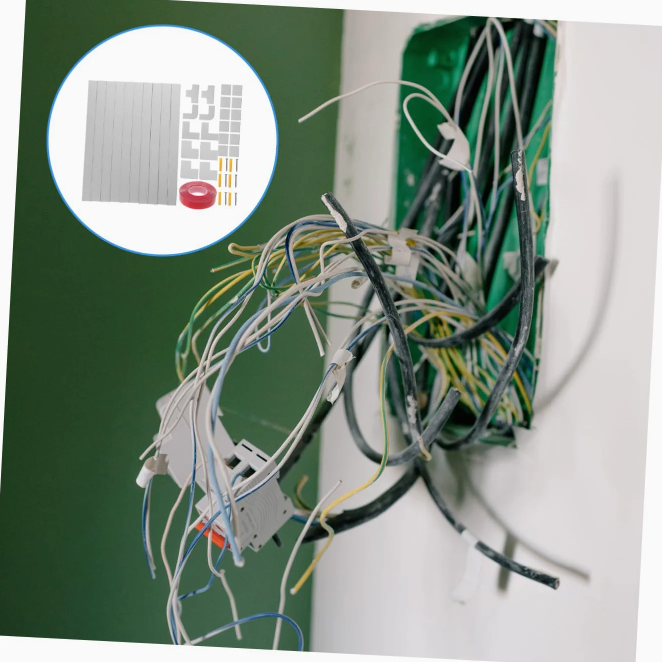 Mikikit Set Canalina Passacavi in Pvc Bianco 40mm Autoaderente Resistente al Fuoco per Ufficio e Casa per Nascondere e Organizzare Cavi Elettrici