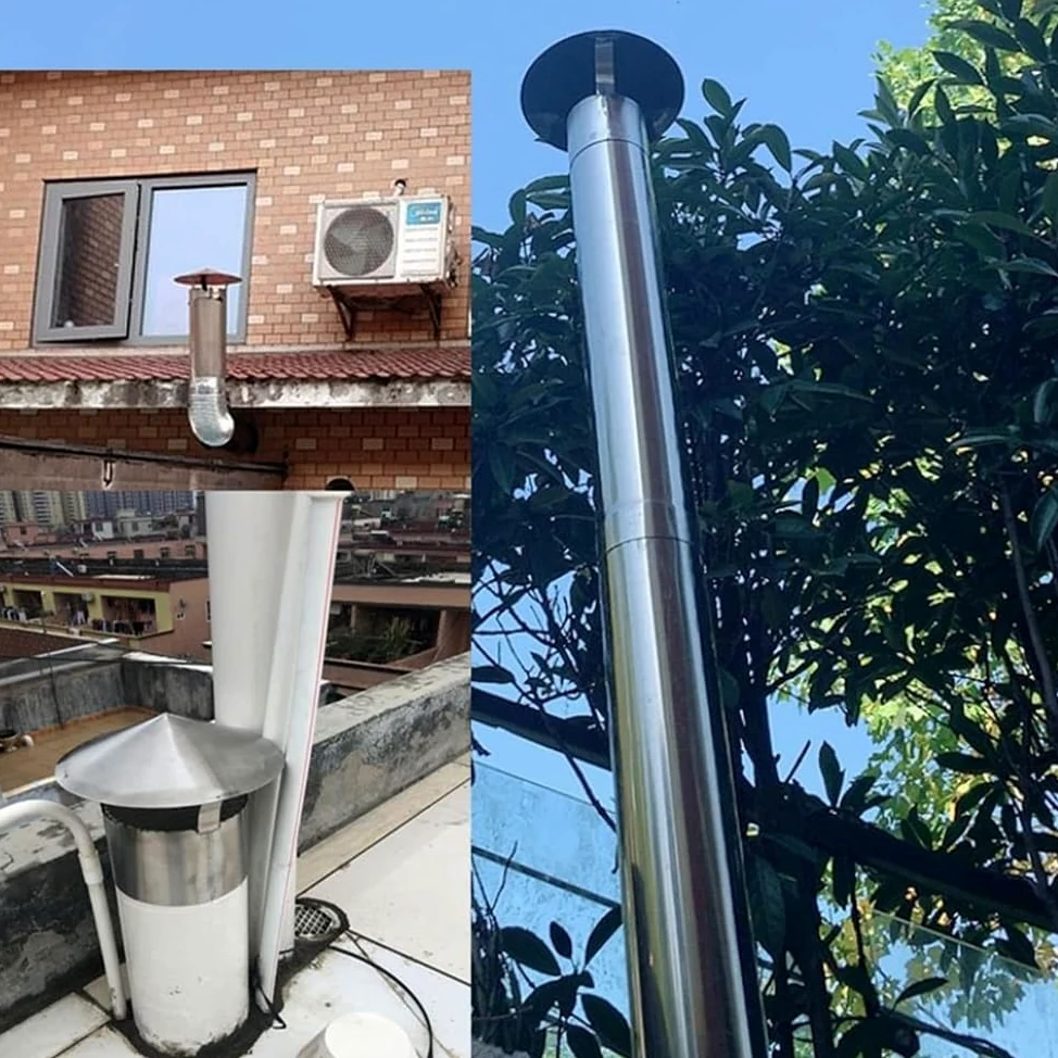 Strumento per il cofano del camino, protezione antipioggia per tubi, in acciaio inox, per condotti di ventilazione e cappuccio