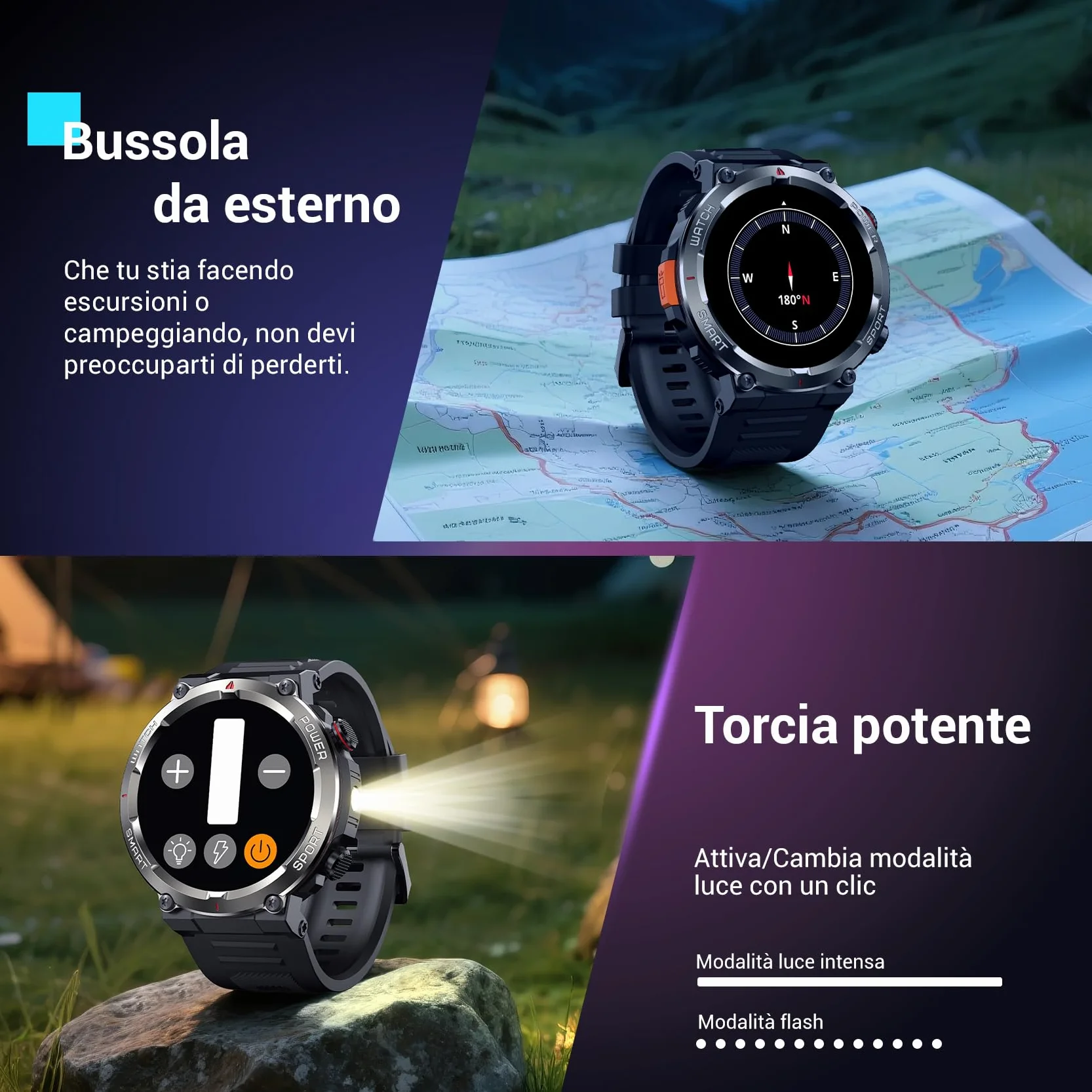 Blackview Smartwatch Uomo, Orologio Intelligente Fitness con Chiamate Bluetooth,1.45" Militari Smart Watch Tracker 100+ Modalità Sportive/Cardiofrequenzimetro/SpO2/Torcia/Bussola per Android iOS