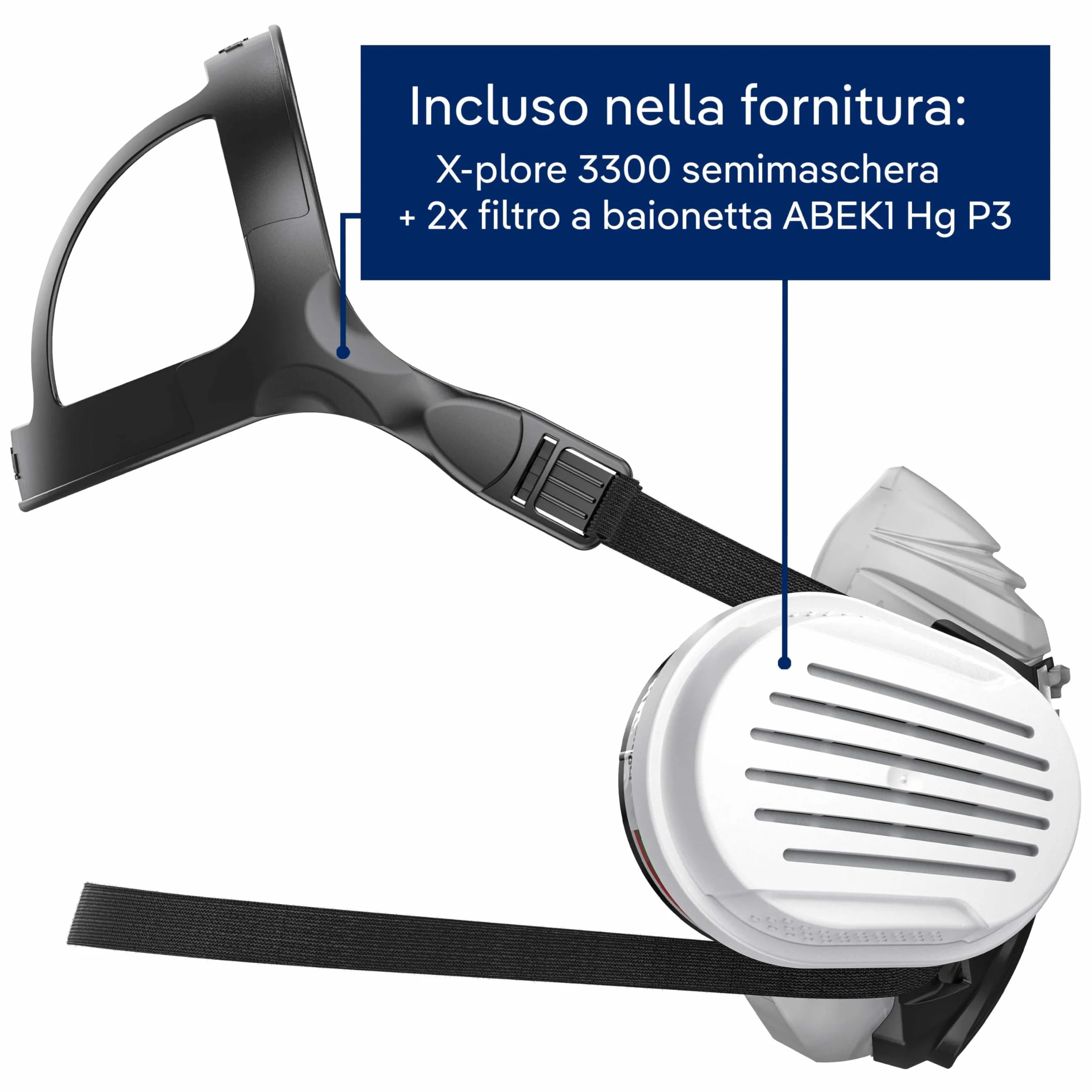 Dräger X-plore 3300 Maschera respiratoria ABEK1 Hg P3 semimaschera gas vapori polveri
