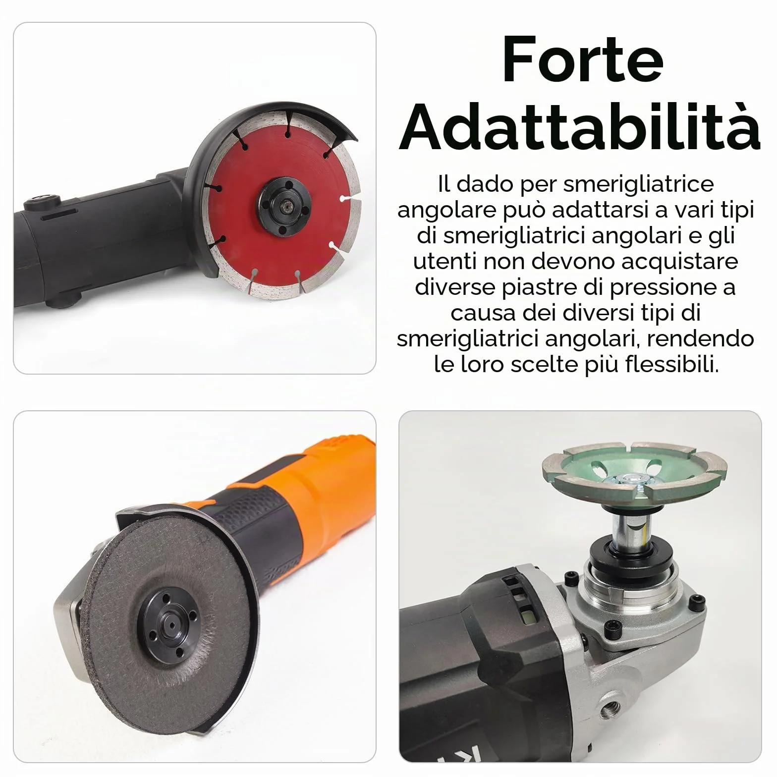 Dadi Flangiati per Smerigliatrice Angolare M14 140mm, Chiave e Flangia Interna 7 Pezzi