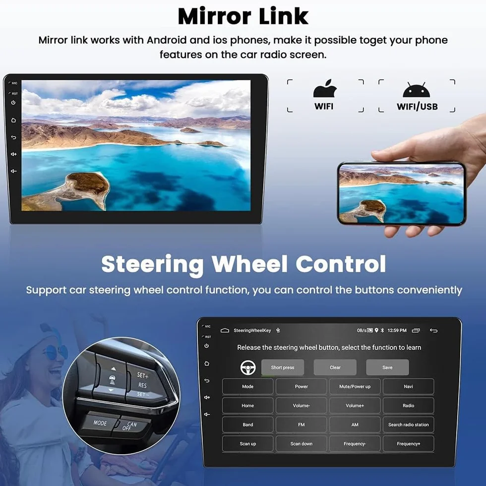 Autoradio Android da 9 pollici per Mercedes Smart Forfour Fortwo 453 2014-2022, schermo touch screen wireless, Radio Fortwo 453 Bluetooth Carplay Android Auto 2 DIN con telecamera di retromarcia