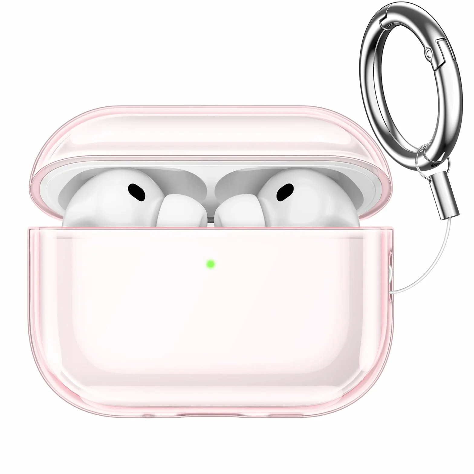 JETech Custodia Cover Chiaro per AirPods Pro 3 (2025) con Portachiavi, TPU Morbido Altamente Trasparente, Protezione Antiurto (Rosa Trasparente)