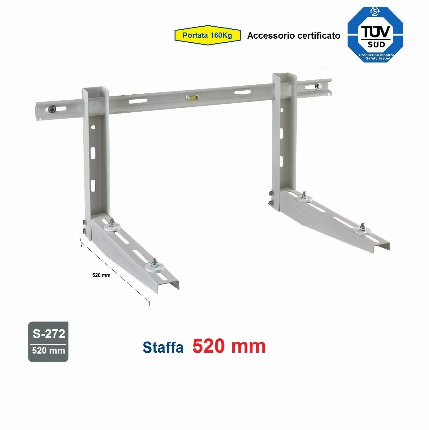 Staffa Unità Esterna cm 52 Climatizzatore portata 160 Kg Regolabile.Certificata TUV