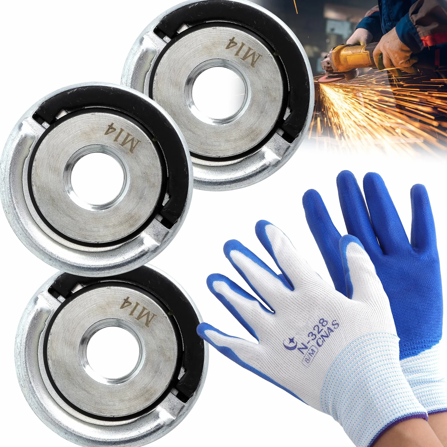 Dado M14 per Smerigliatrice Autobloccante Antivibrazione Lega di Alluminio Set 3 Pezzi