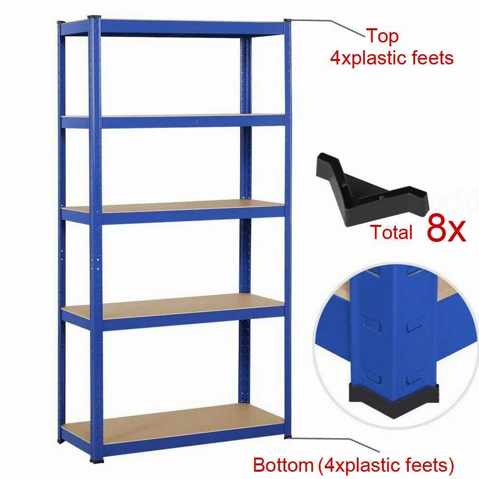 DayPlus Scaffalatura in metallo resistente e regolabile per carichi pesanti in metallo, per garage, cantine, officine, con 5 ripiani in MDF, portata 875 kg, portata 200cm x 100cm x 50cm, Blu
