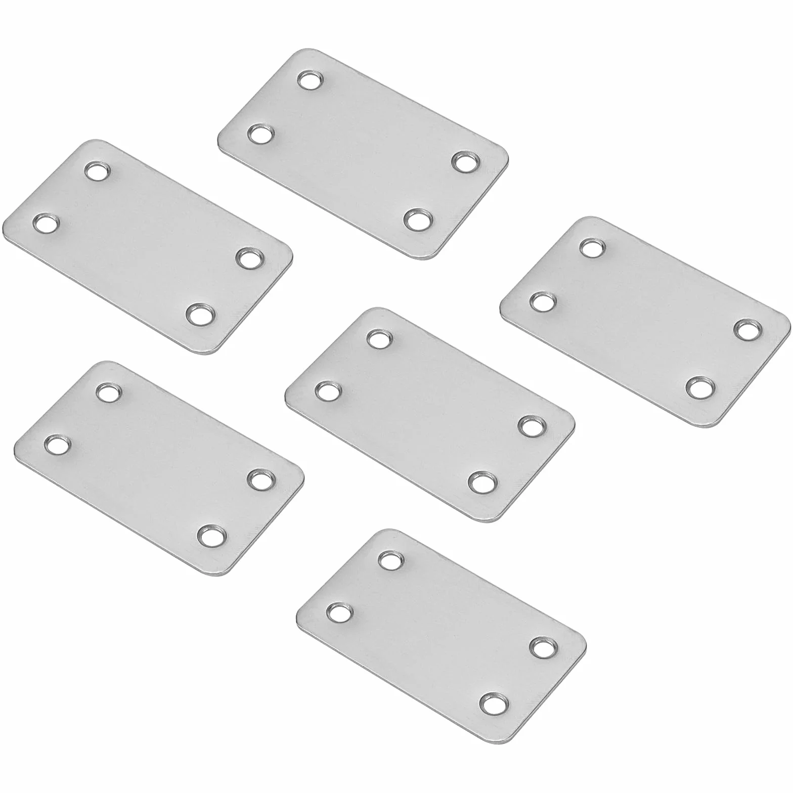 MUKCHAP 24 piastre di giunzione piatte in acciaio inox, 60 x 38 x 1,5 mm, con 96 viti, staffe piatte forate, staffa di supporto dritta piatta in metallo per legno, mobili