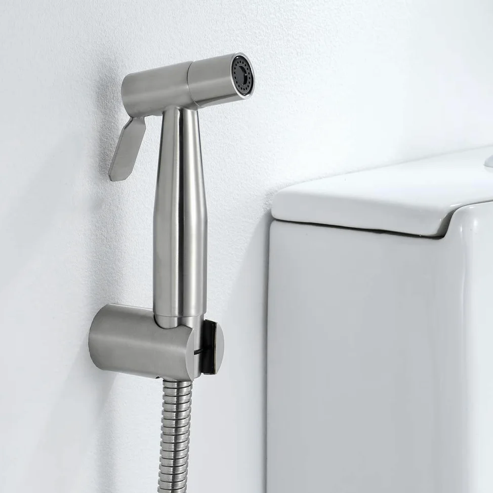 Rubinetti per WC, Set di rubinetti in Acciaio Inox 304 Spazzolato, spruzzatore con Tubo Flessibile per Doccia da 1,5 m, Tipo B (Tipo D)
