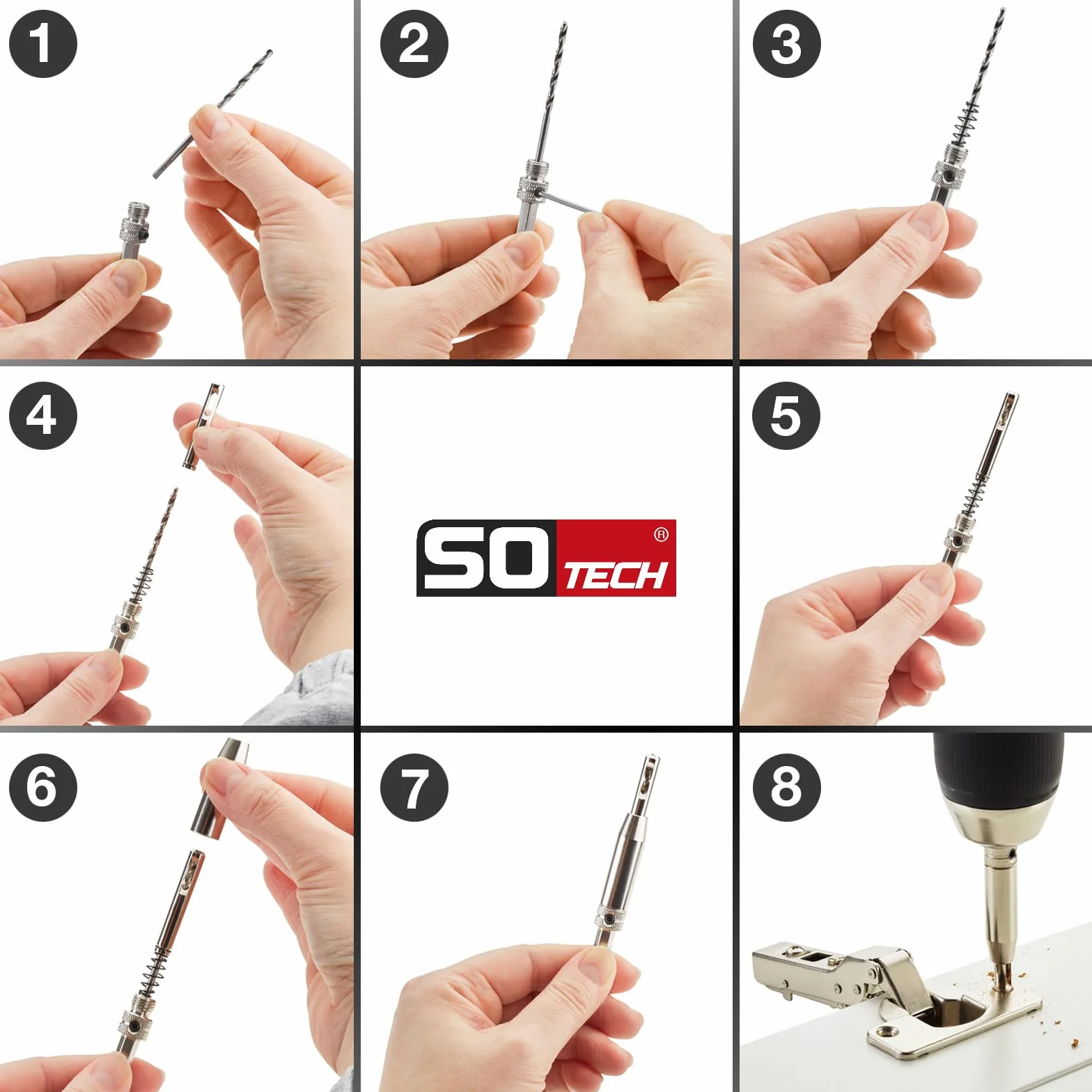 SOTECH punta di centraggio Ø 2,7 mm HSS4241 acciaio codolo esagonale ausilio foratura cerniere bussola guida molla