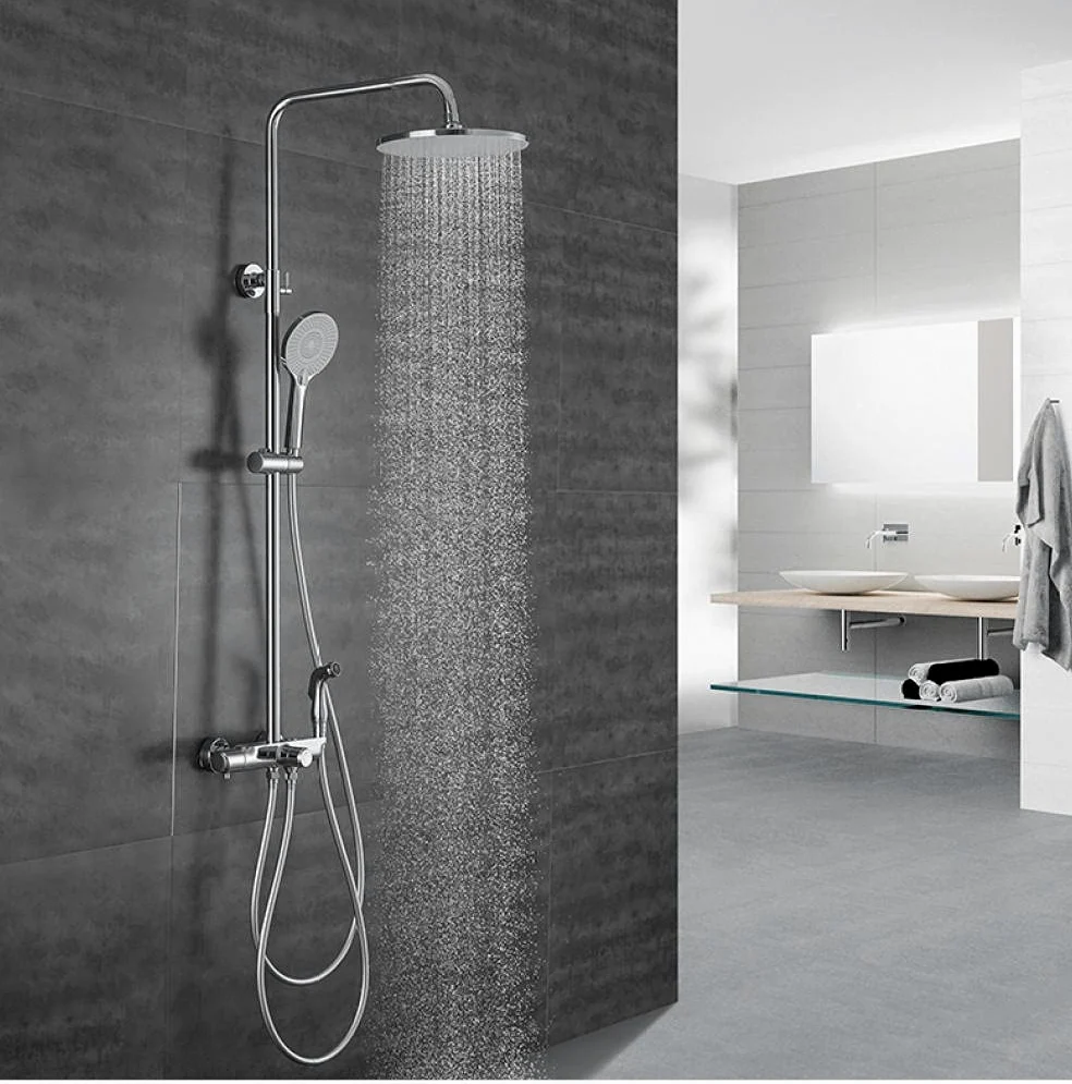 Set di rubinetti termostatici per Doccia, Rubinetto a Pioggia a Parete Nero con doccetta per Bidet, Miscelatore per Vasca, Caldo e Freddo, Cromato