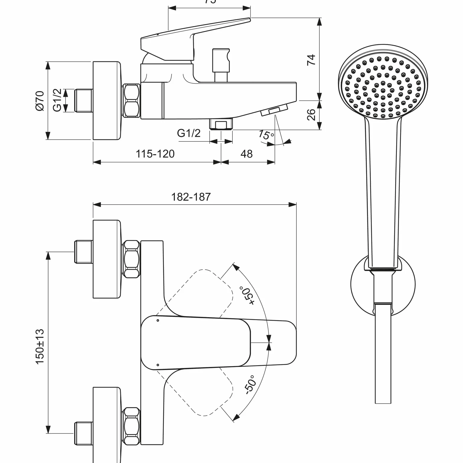Ideal Standard - Ceraplan Miscelatore esterno per vasca/doccia