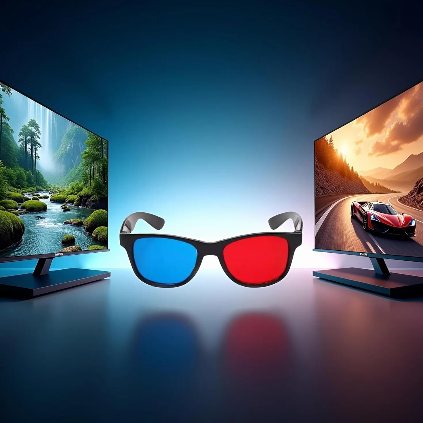 4 occhiali 3D universali rossi e blu per TV cinematografici, cornici 3D, occhiali 3D per videogiochi, per film 3D, occhiali per visione 3D, design semplice e leggero, accessori