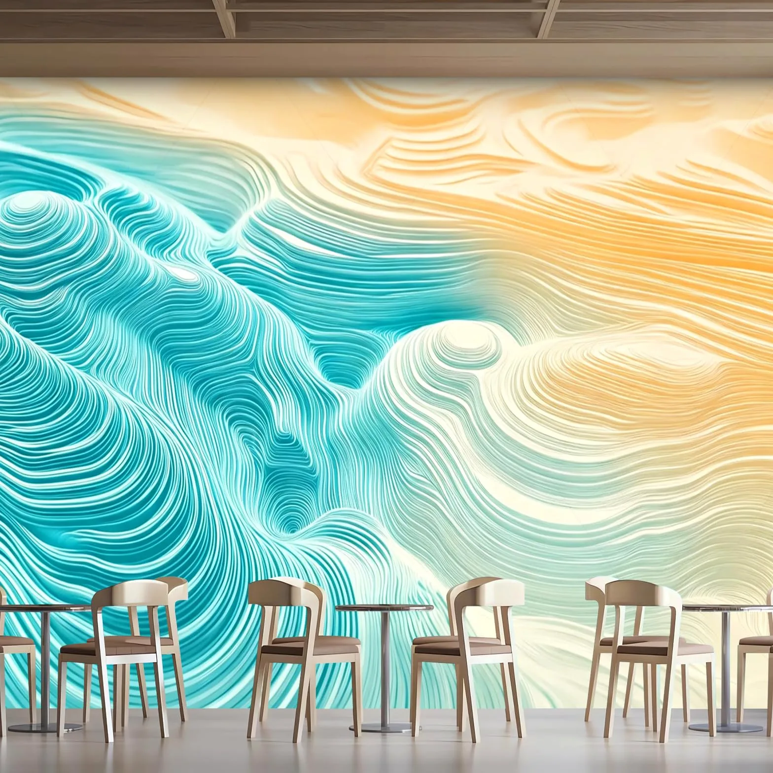 Carta da parati effetto 3D Astratto Moderno 366x 254 cm Murale Non Tessuto Blu Giallo Fotomurale Stampa HD Moderna Poster Per Soggiorno E Camera Da Letto Design 1M3862