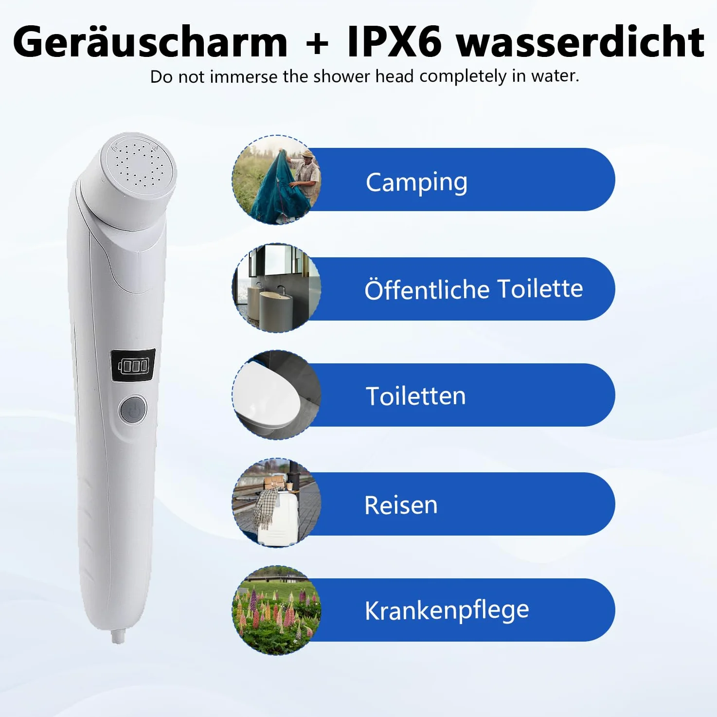 Bidet elettrico portatile da viaggio, per doccia intima, letto settimanale e escursioni all'aperto, per donne, uomini e bambini (bianco con serbatoio dell'acqua)