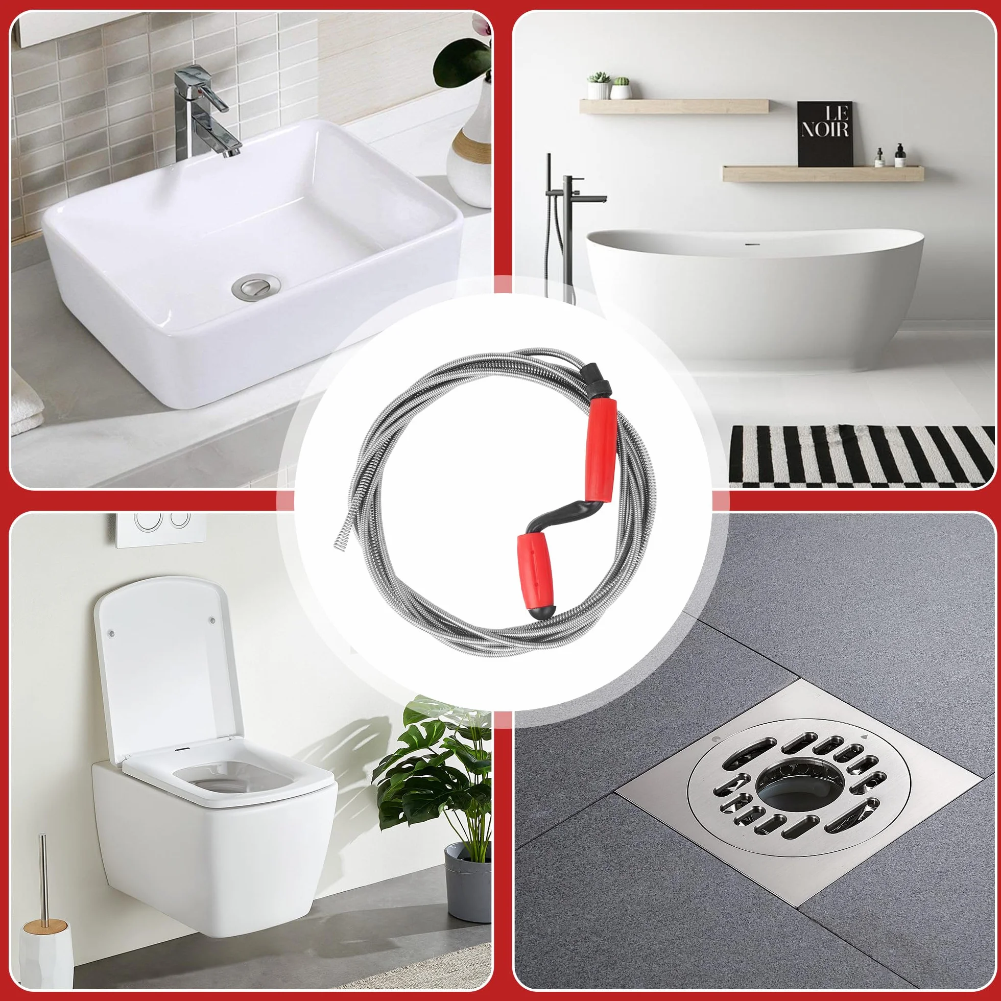 Sturatubi Sonda 5 m x 6 mm, Coclea per Pulizia Tubi Cucina Bagno