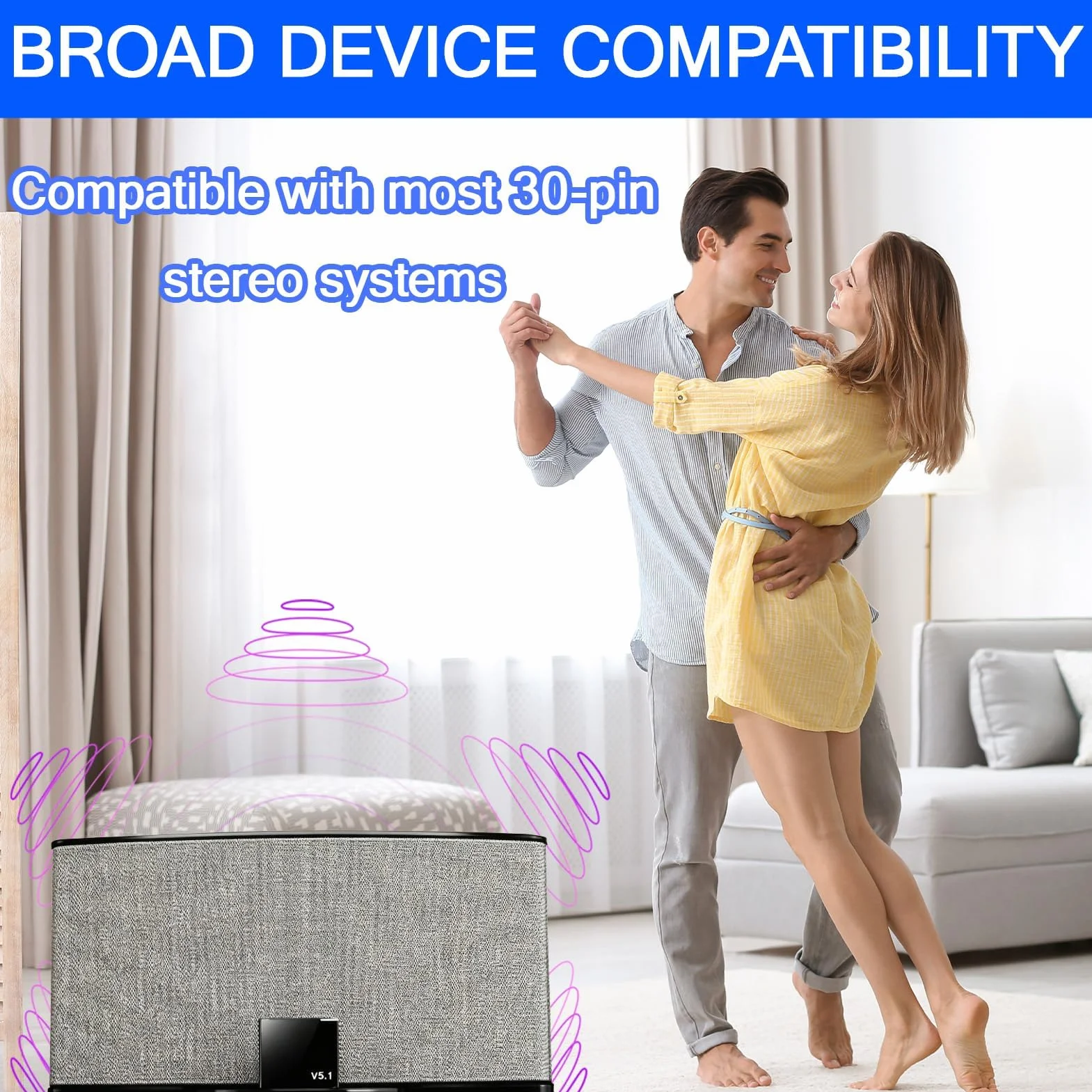 Adattatore Bluetooth 5.1 a 30 pin per stazione di docking Bose SoundDock, mini ricevitore audio portatile per iPhone/iPod a 30 pin, non adatto per auto o moto