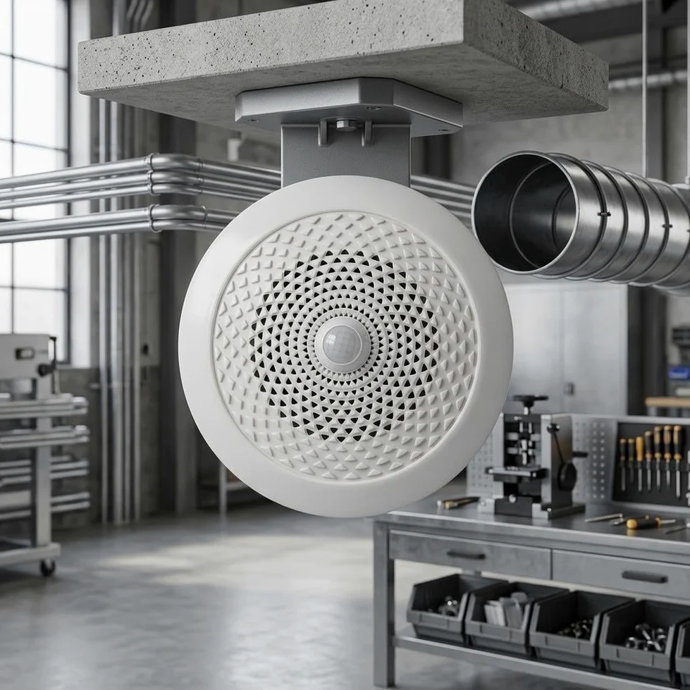 Montaggio a soffitto sensore di movimento allarme altoparlante 5W | Tecnologia PIR, raggio di rilevamento di 5 m, risposta rapida, rilevamento affidabile, allarme personale