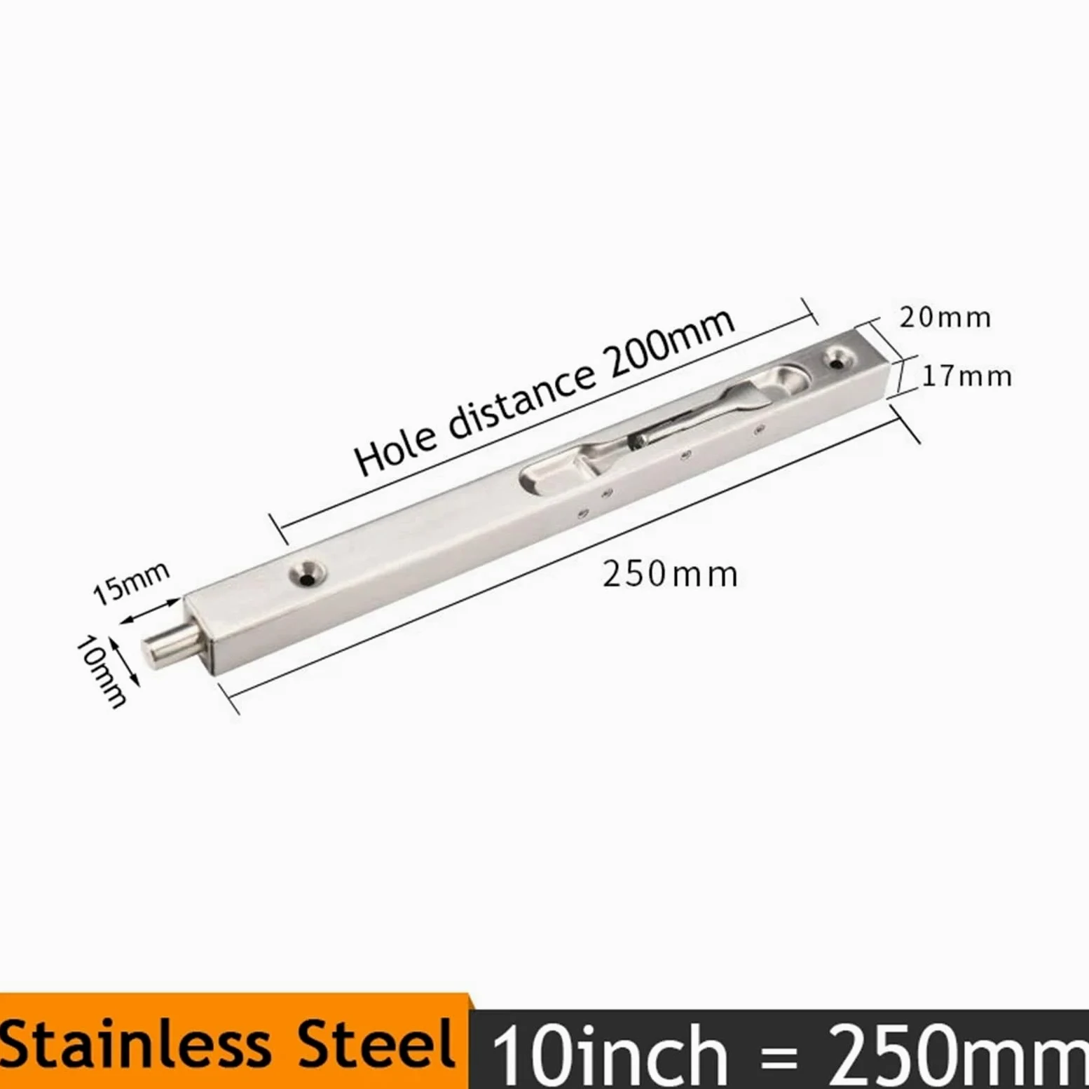 4 chiavistelli a scomparsa per porta in acciaio inox, chiavistello di sicurezza per porta a scomparsa, 10/15/20/25,4 cm, per bagno e bagno (argento, 25,4 cm)