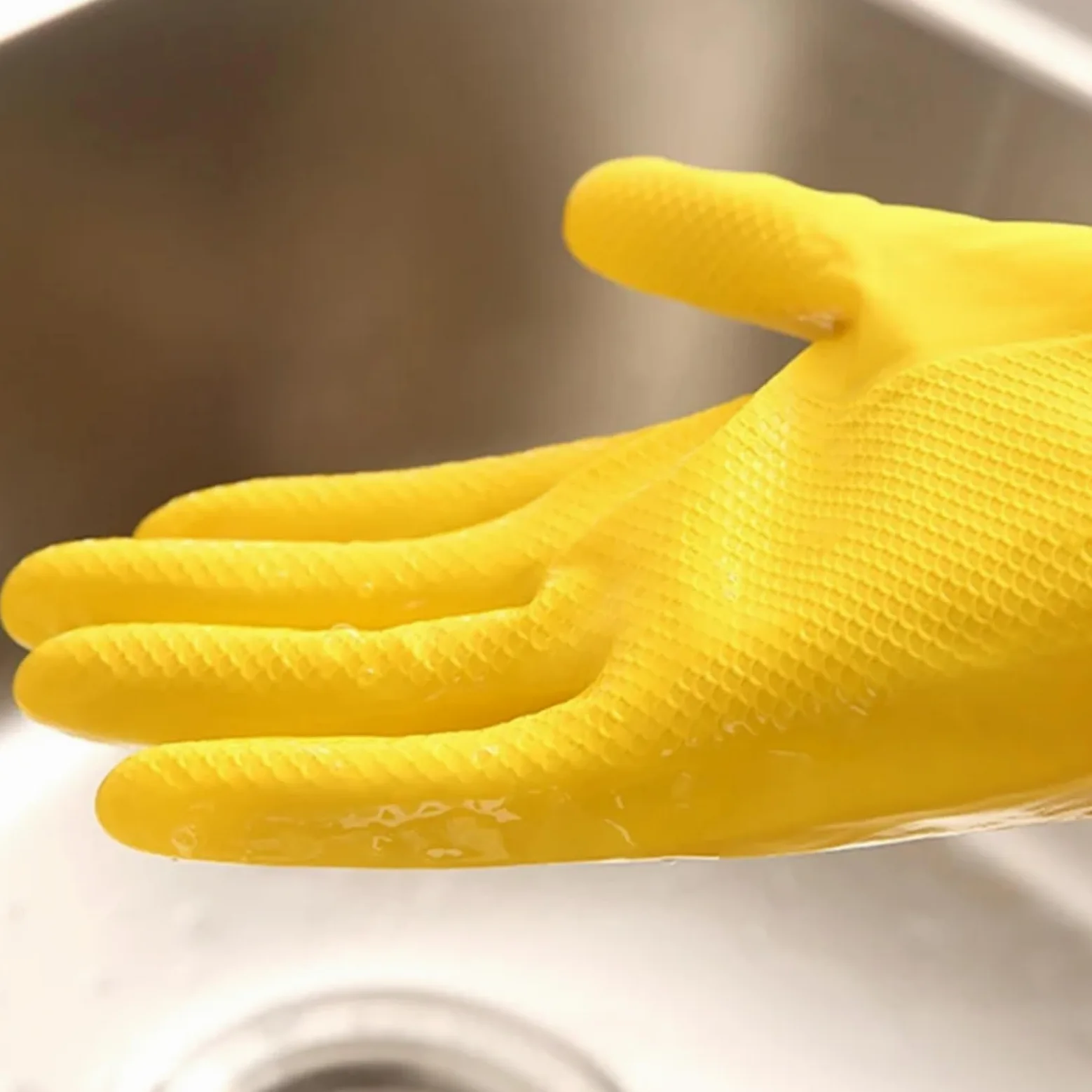 Rubber Dish Washing Gloves 2 paia di guanti riutilizzabili for la casa, in gomma impermeabili for lavare i piatti, extra spessi, maniche lunghe for pulizia della cucina e il lavoro per pulire(M)