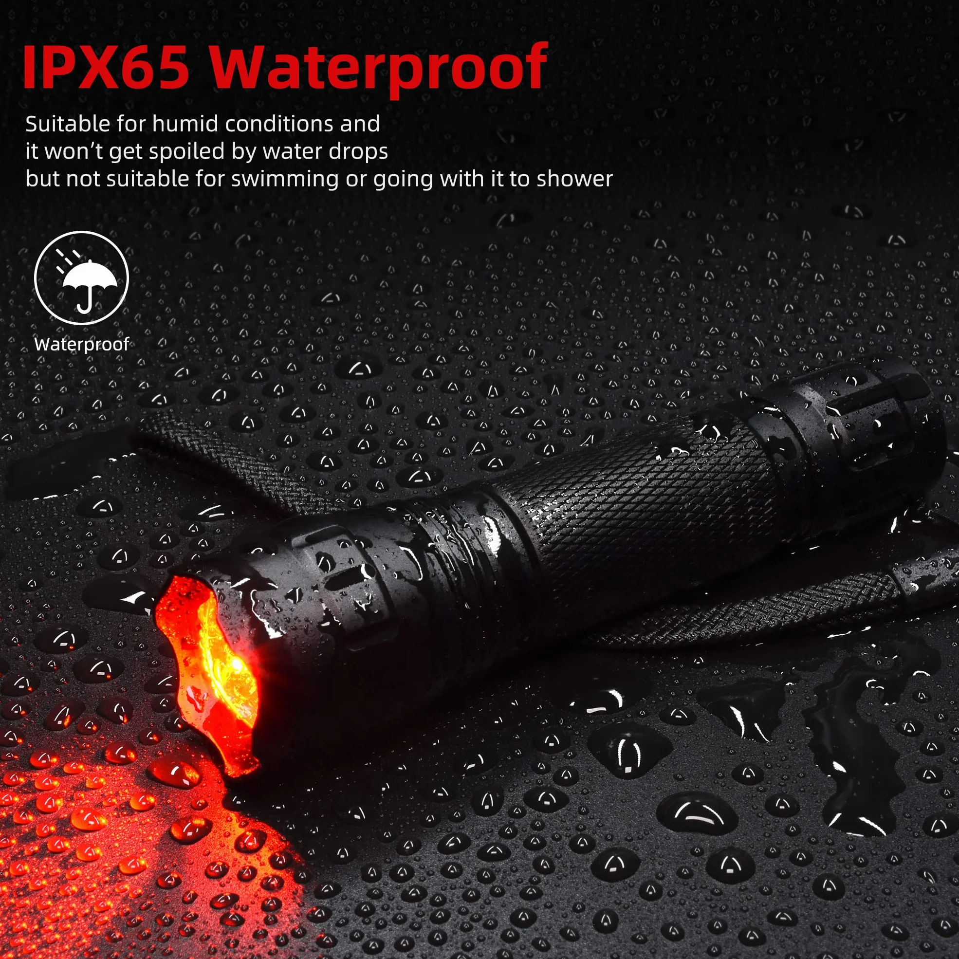 DARKBEAM Torcia a luce rossa luminoso LED USB ricaricabile, Torce rossa portatile zoom per caccia notturna, osservazione, pesca, astrofotografia, osservazione delle stelle, soccorso, con clip