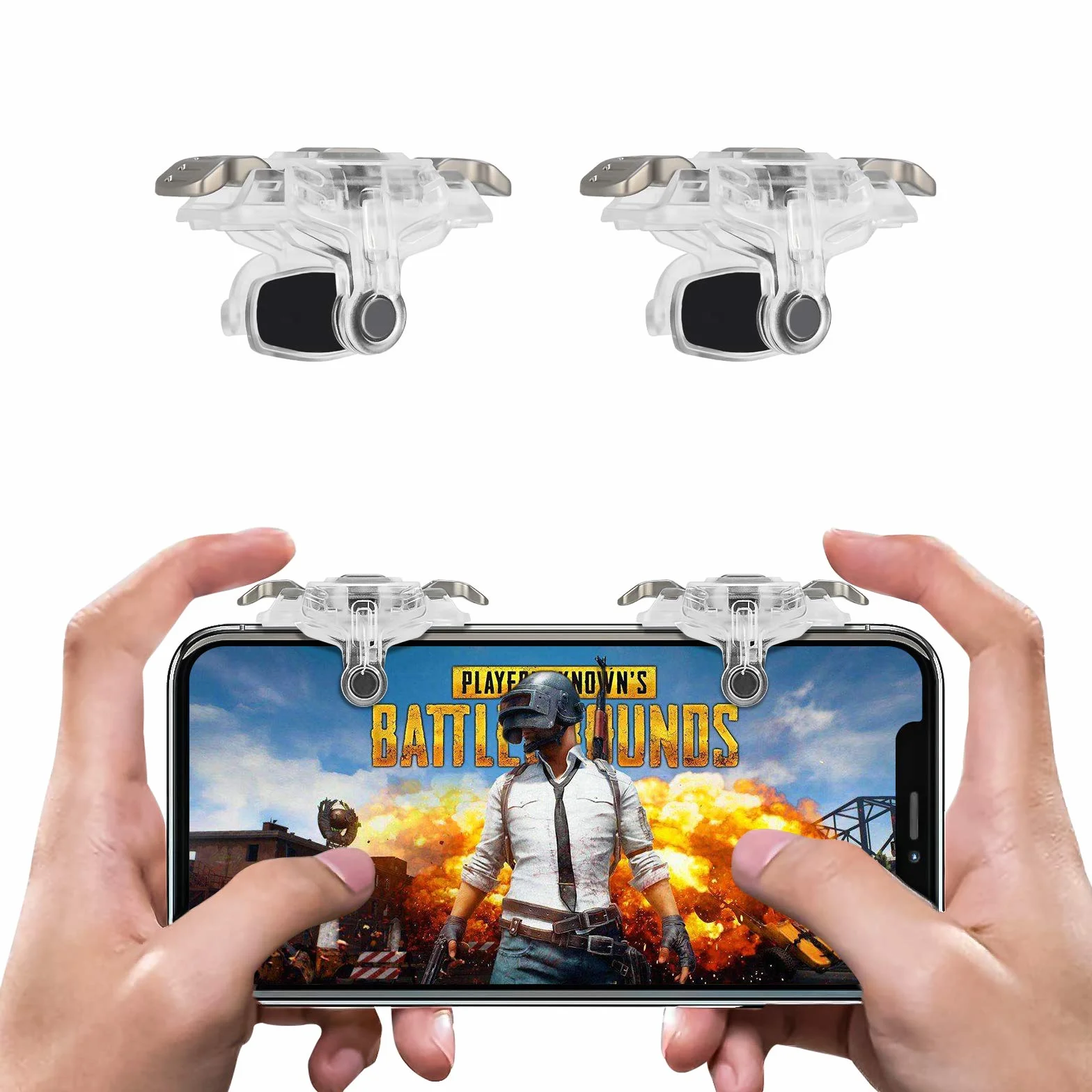 Newseego PUBG Mobile Trigger Controller,Versione Aggiornata PUBG Gaming Mobile Trigger,Pulsanti Chiave per Sparatutto a Fuoco Sensibile Trigger per PUBG/Re Della Gloria per IOS&Android-Trasparente
