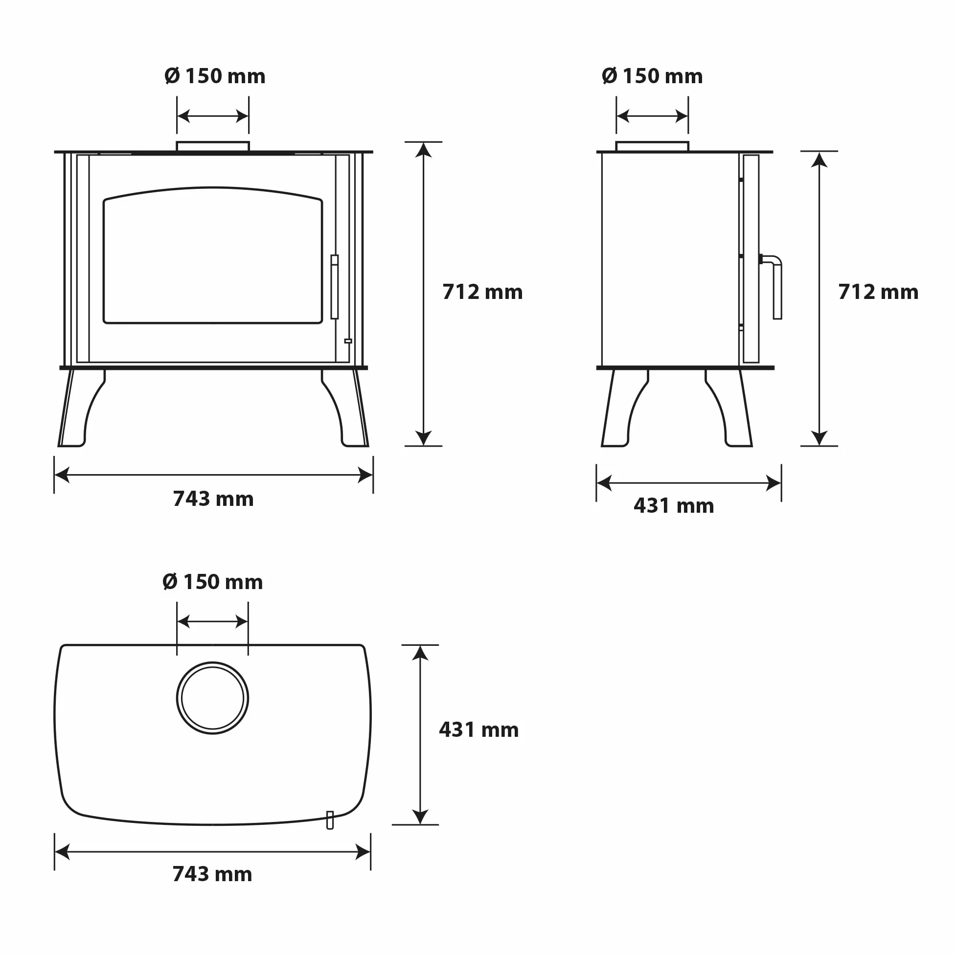 Stufa a legna Dita 13,1 kW tronco 63 cm Sannover