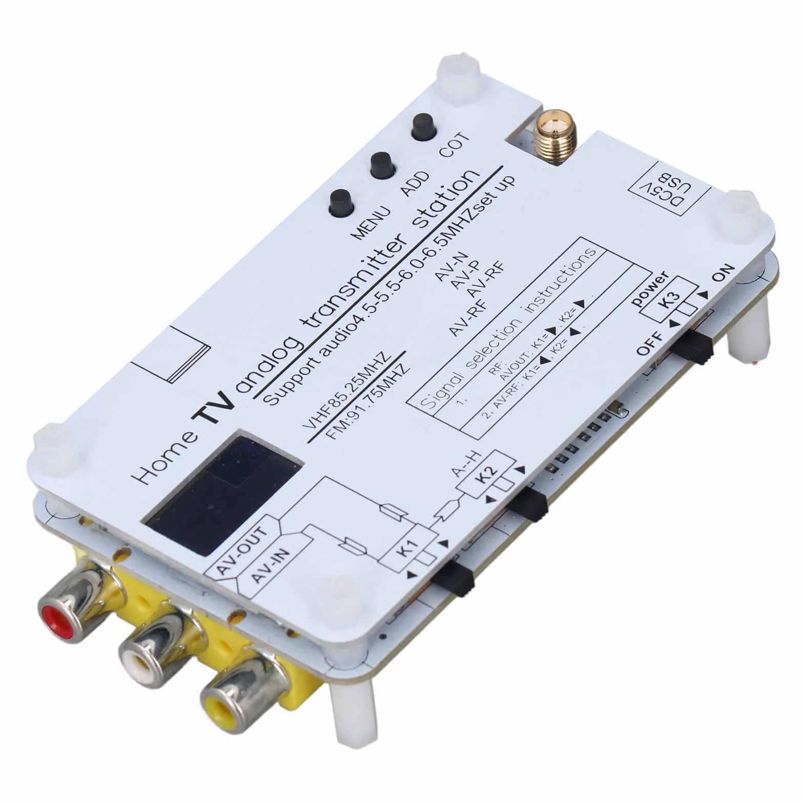 Trasmettitore di segnale TV analogico, AV HD Input, N a P Sistema, 20m Raggio, Frequenza VHF UHF, 4.5-6.5 MHZ Audio, DVD VCD PC Mobile Phone Sorgenti di segnale
