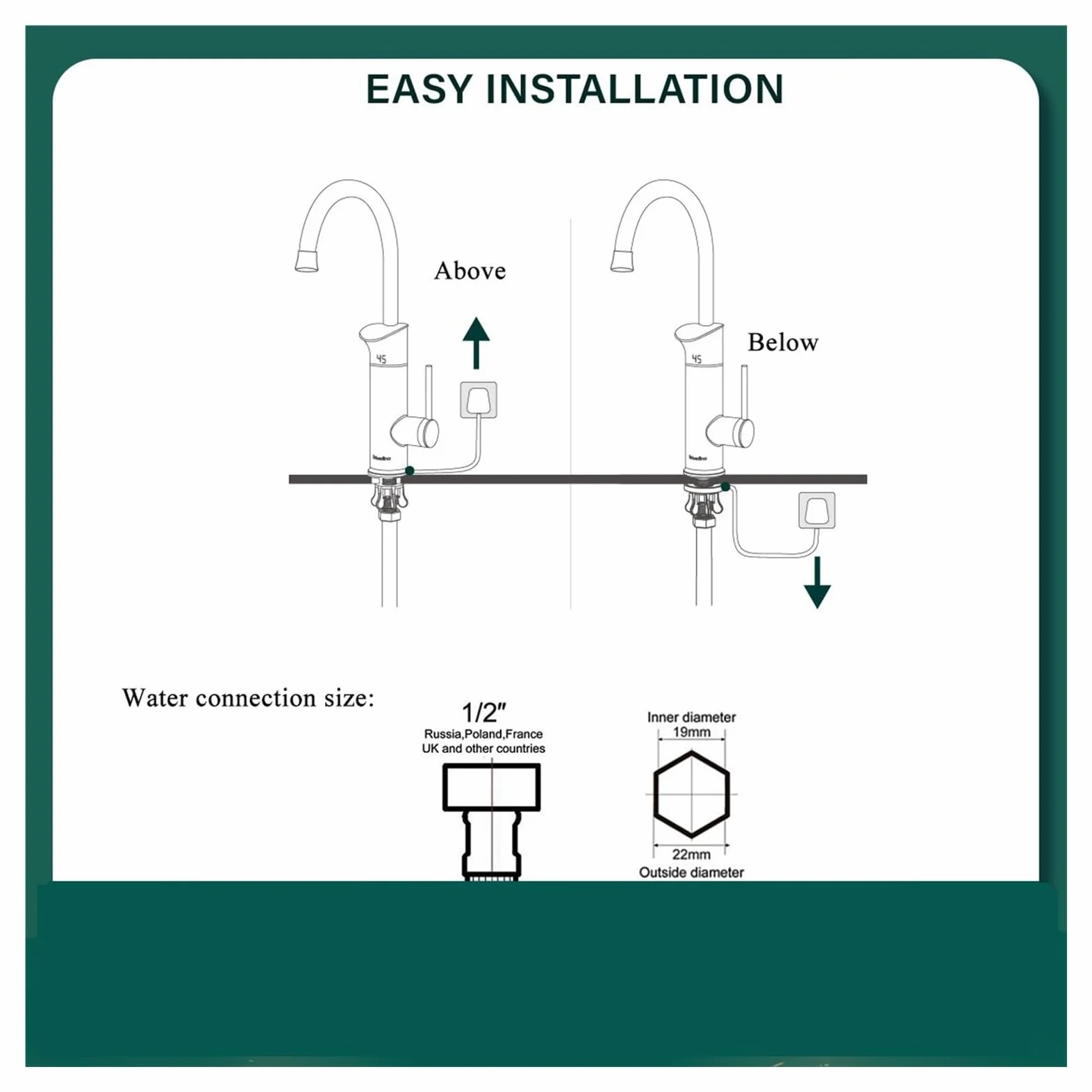 Scaldabagno elettrico Rubinetto da cucina for acqua calda istantanea 2 in 1 Scaldabagno senza serbatoio Rubinetto for riscaldamento rubinetto elettrico(Szary)